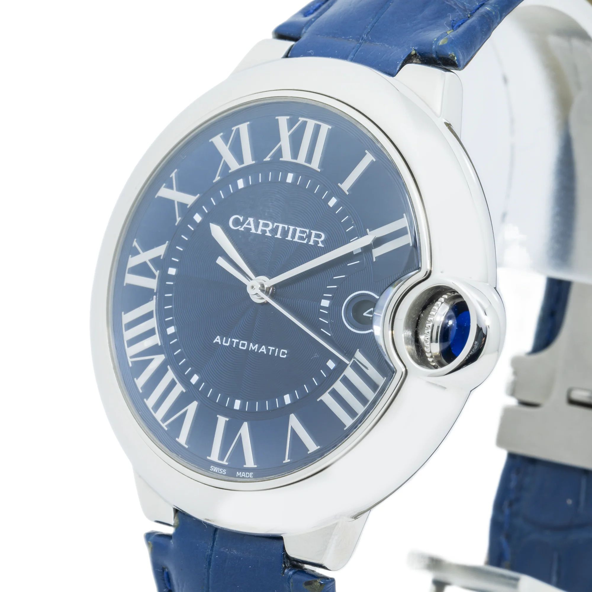 Cartier Ballon Bleu 42MM WSBB0027 Blue Roman Dial Blue Leather Strap - Image 3