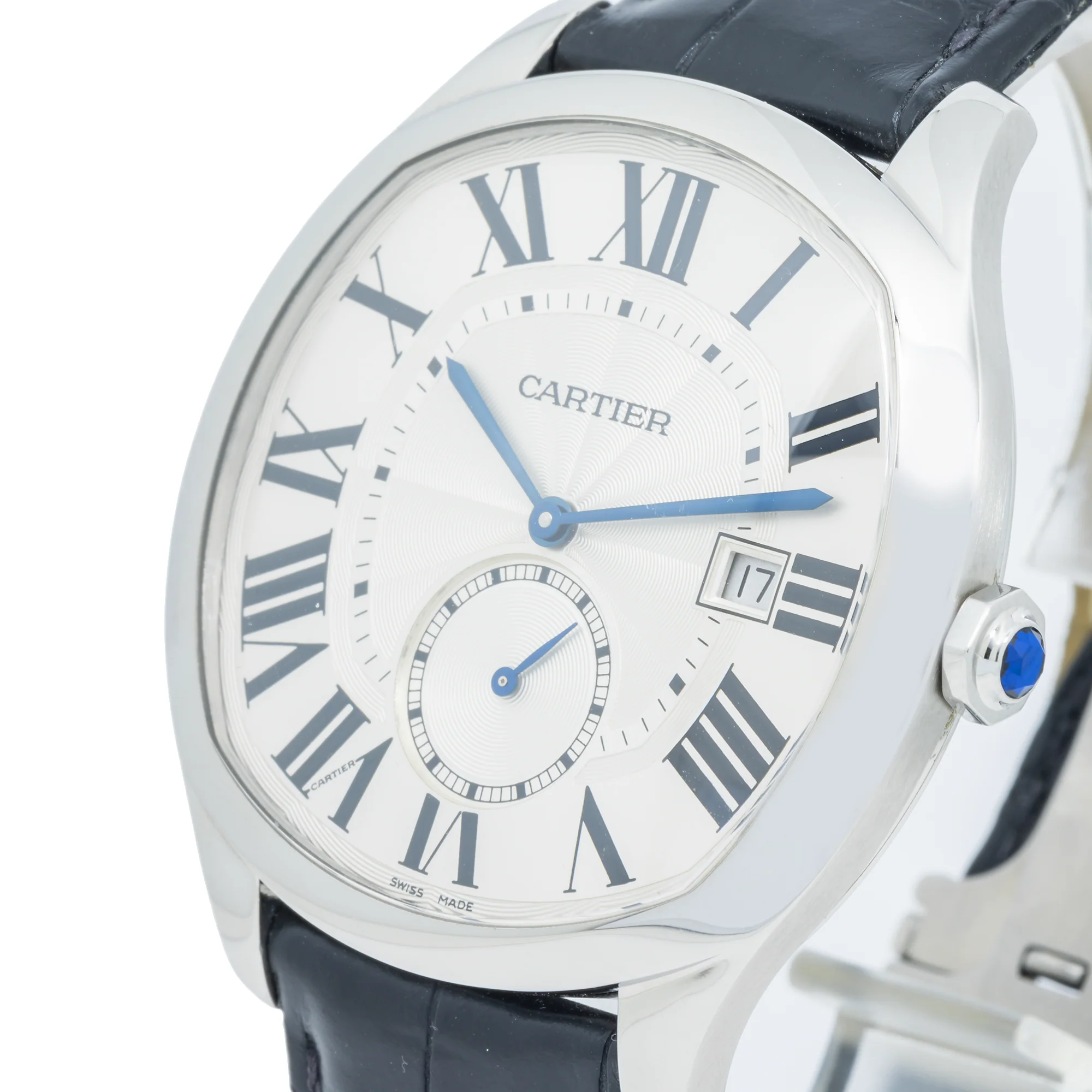 Cartier Drive 41MM WSNM0004 Silver Roman Dial Black Leather Strap - Image 3