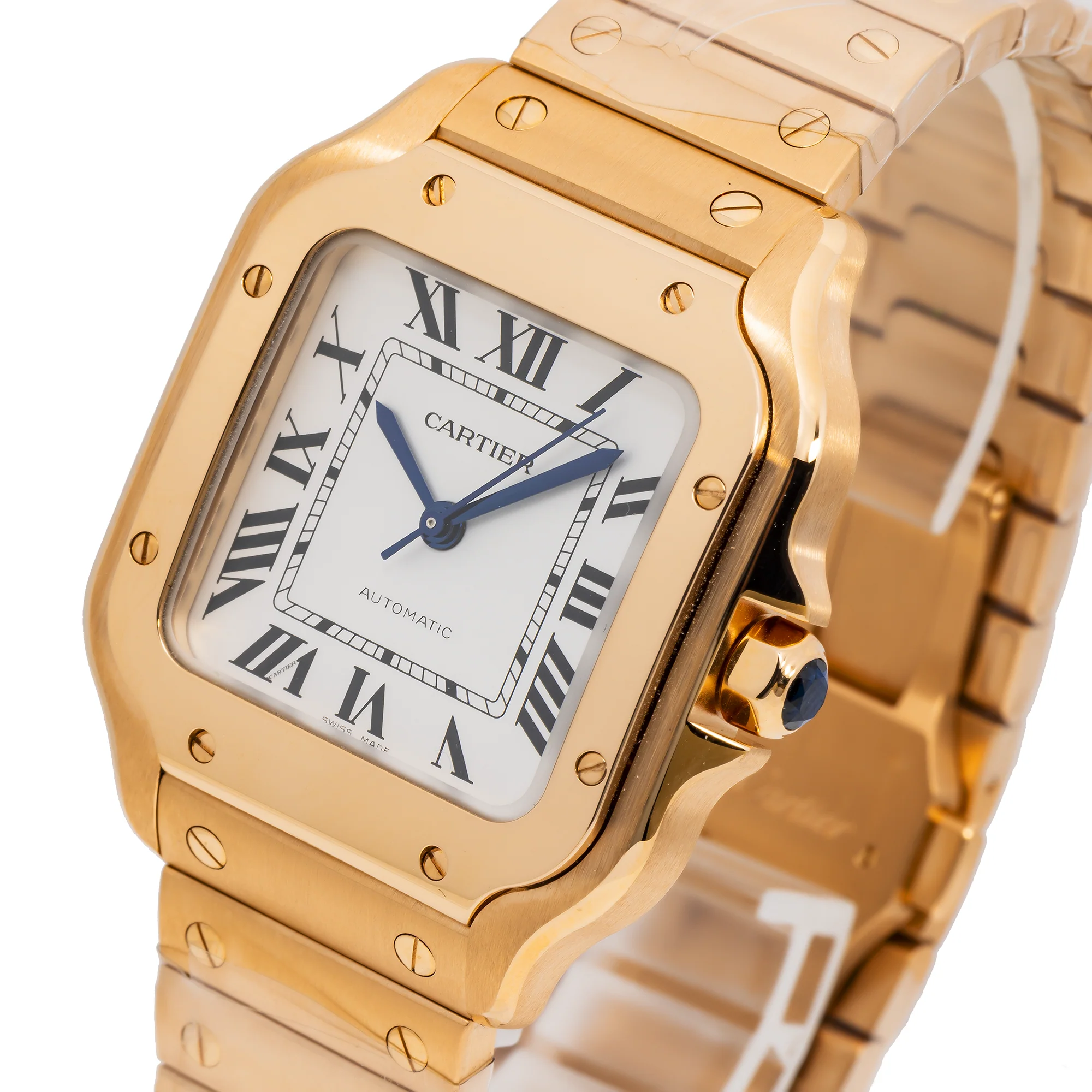 Cartier Santos 39.8MM WGSA0030 Silver Roman Dial Yellow Gold Bezel 18K Yellow Gold Bracelet - Image 2