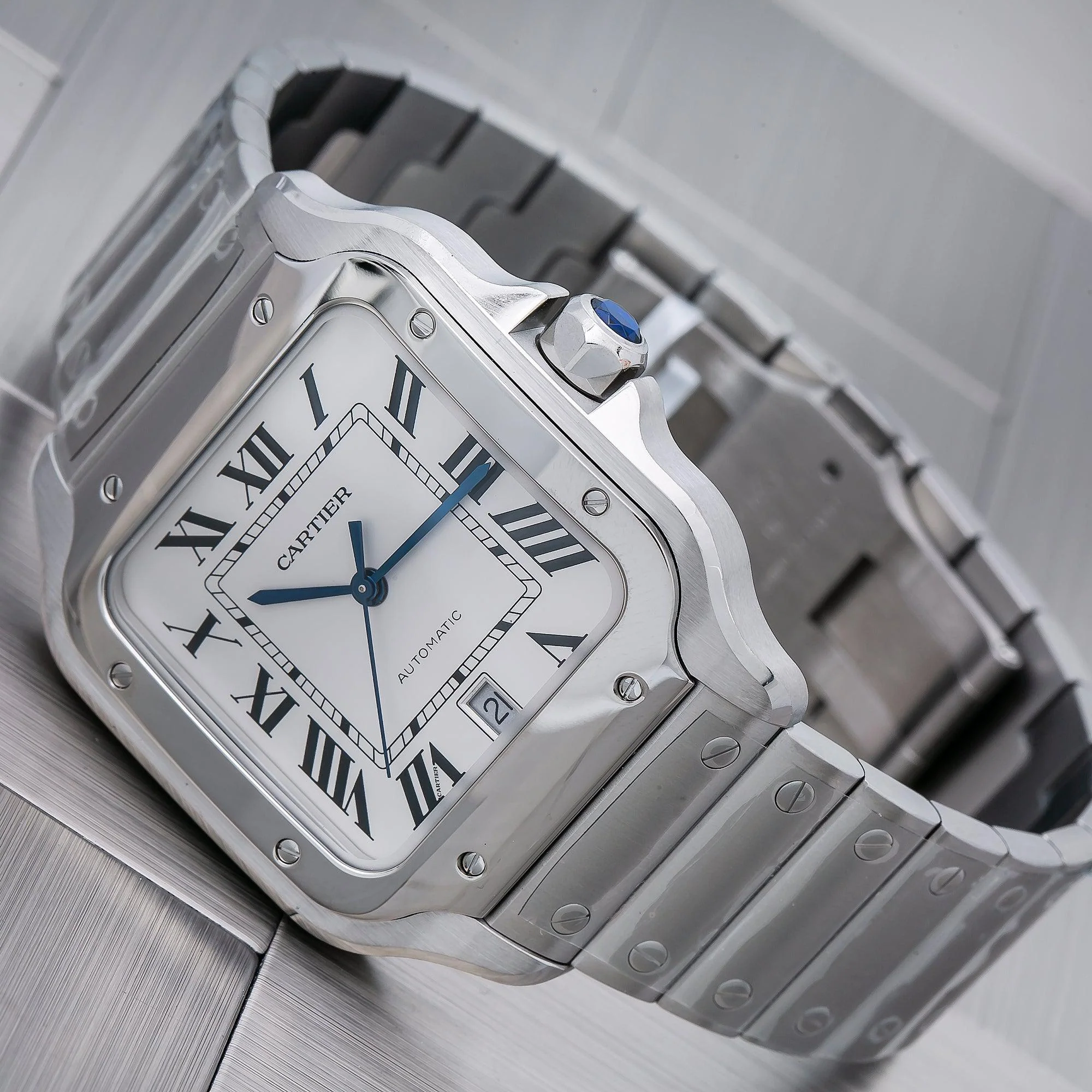 Cartier Santos 39.8MM WSSA0018 Silver Roman Dial Stainless Steel Bracelet - Image 2