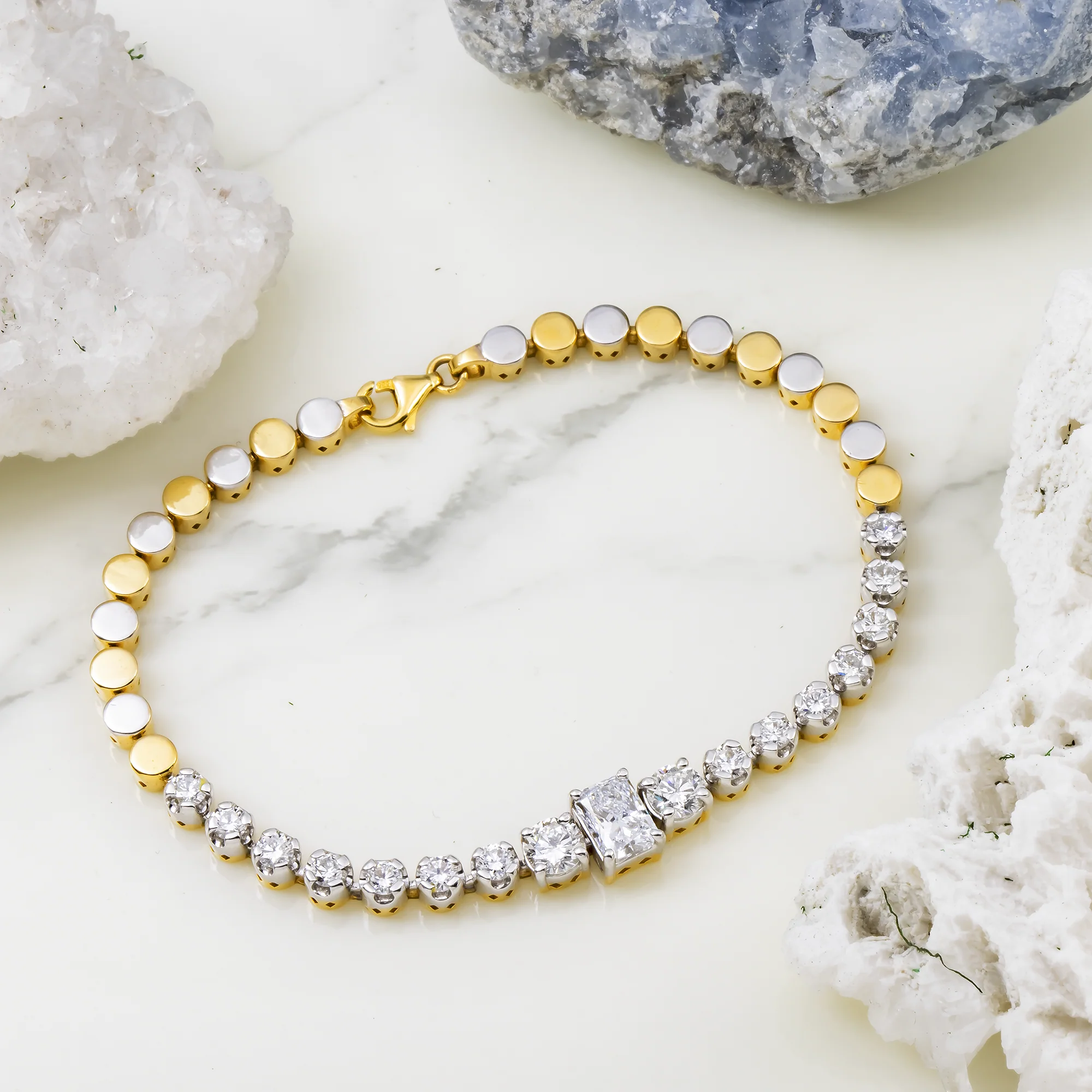 14K GOLD LAB DIAMOND TENNIS BRACELET 3.12 CT - Image 3