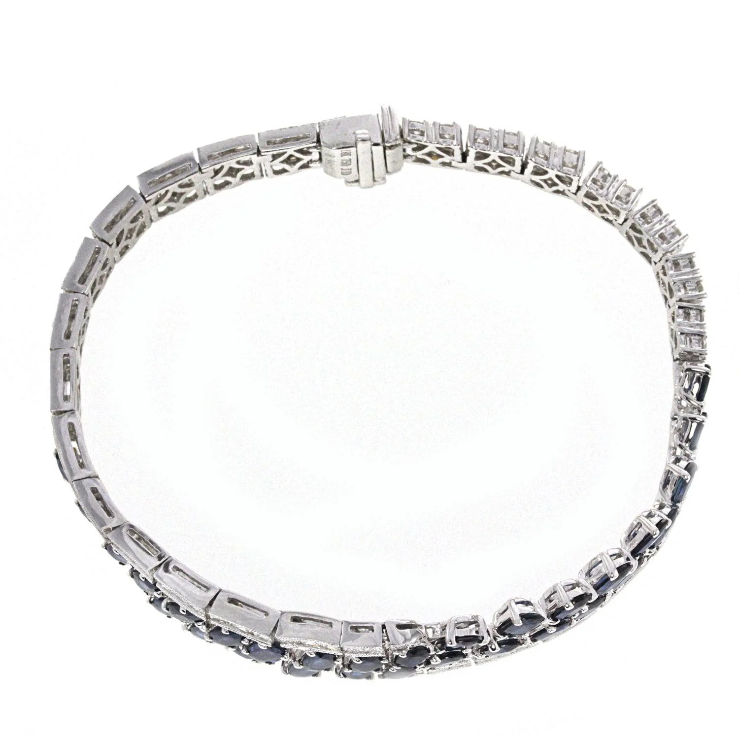 18K White Gold Diamond and Sapphire Gemstone Bracelet 8.94 CTW - Image 3