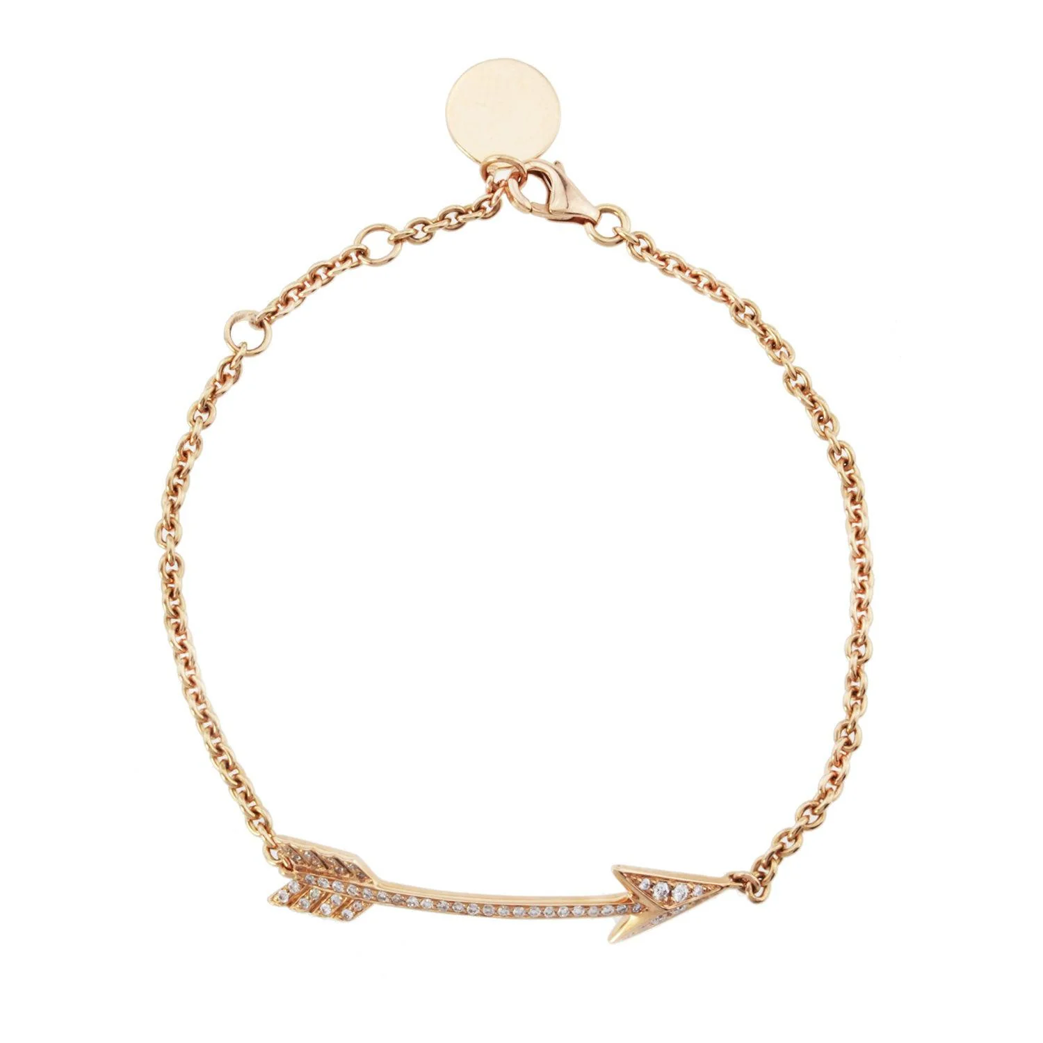 18K Yellow Gold Diamond Arrow Bracelet With Round Cut Diamonds 0.20CT - Image 3