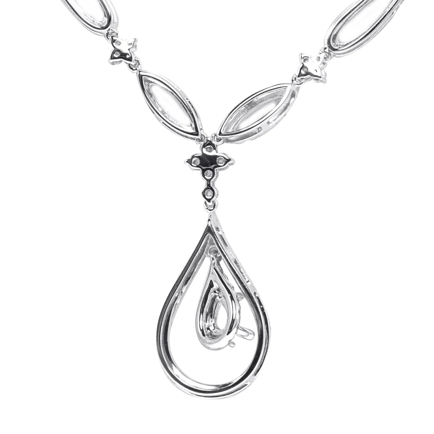 18K White Gold Diamond Chain with Tear Drop Pendant 1.66CT - Image 3