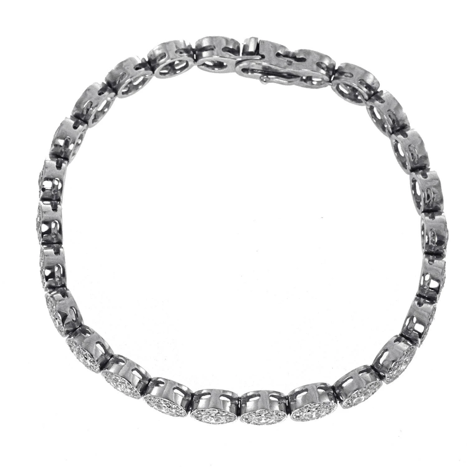 18K White Gold fancy Diamond Bracelet With 5.20CT Of Round Cut Diamonds - Image 2