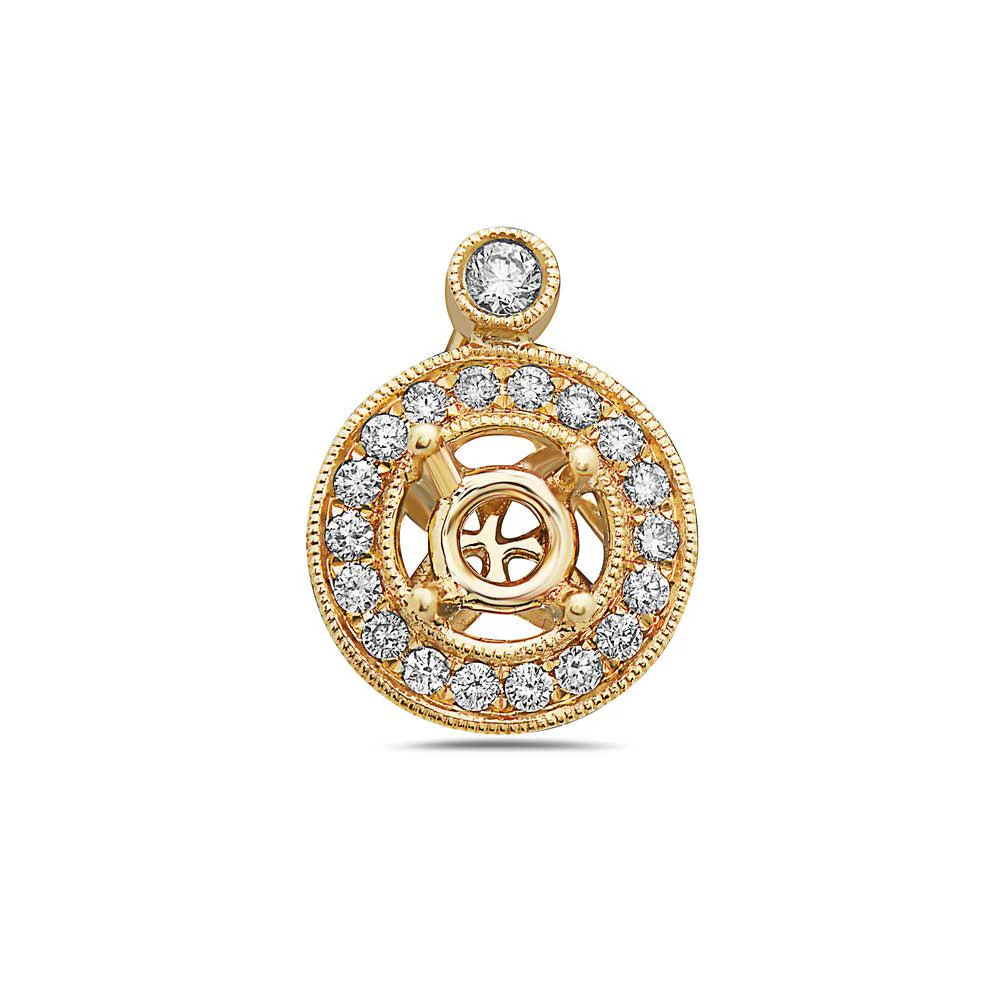 Double Circle with inside blended Cross Women's Pendant With 0.19 CT Diamonds available in White & Yellow Gold - Image 2
