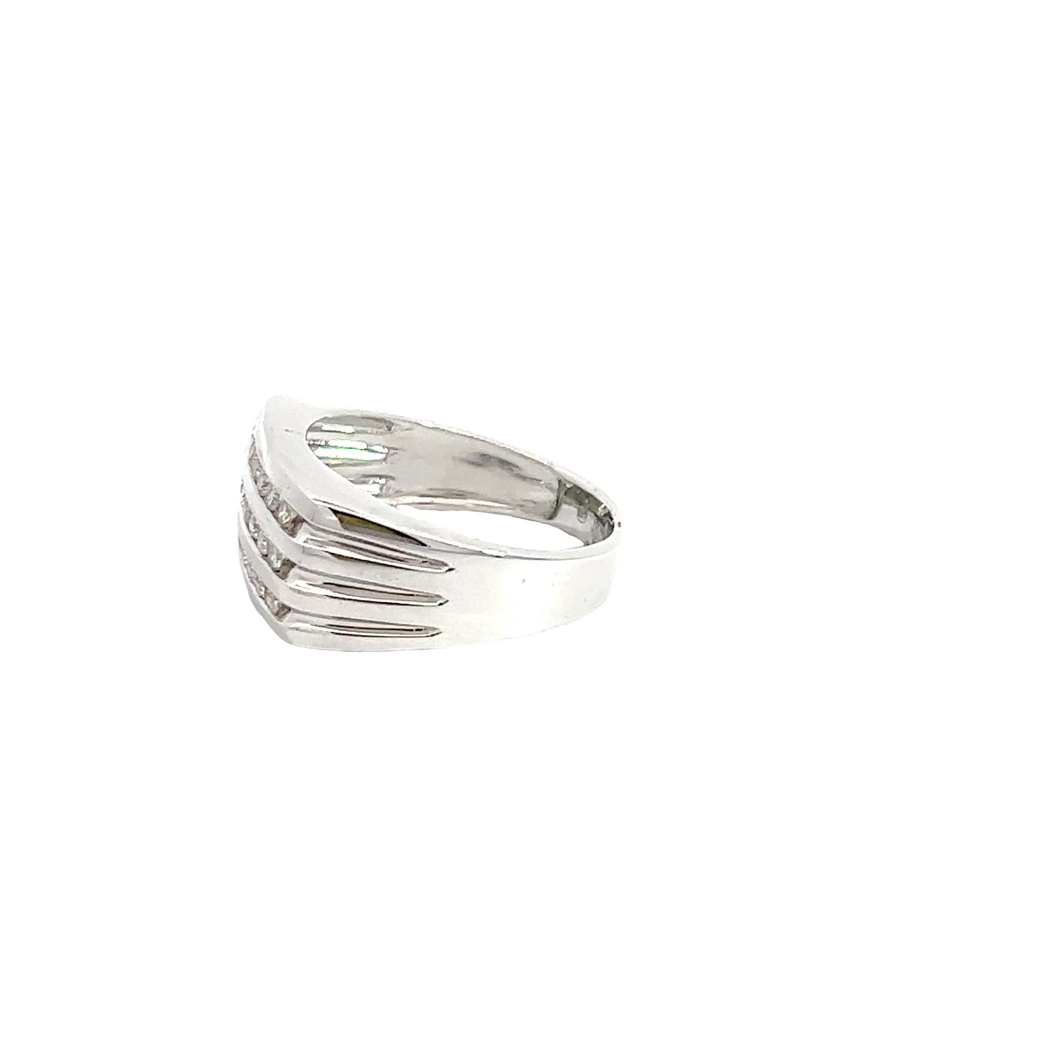 14K GOLD DIAMOND 3-ROW RING 0.50 CT - Image 2
