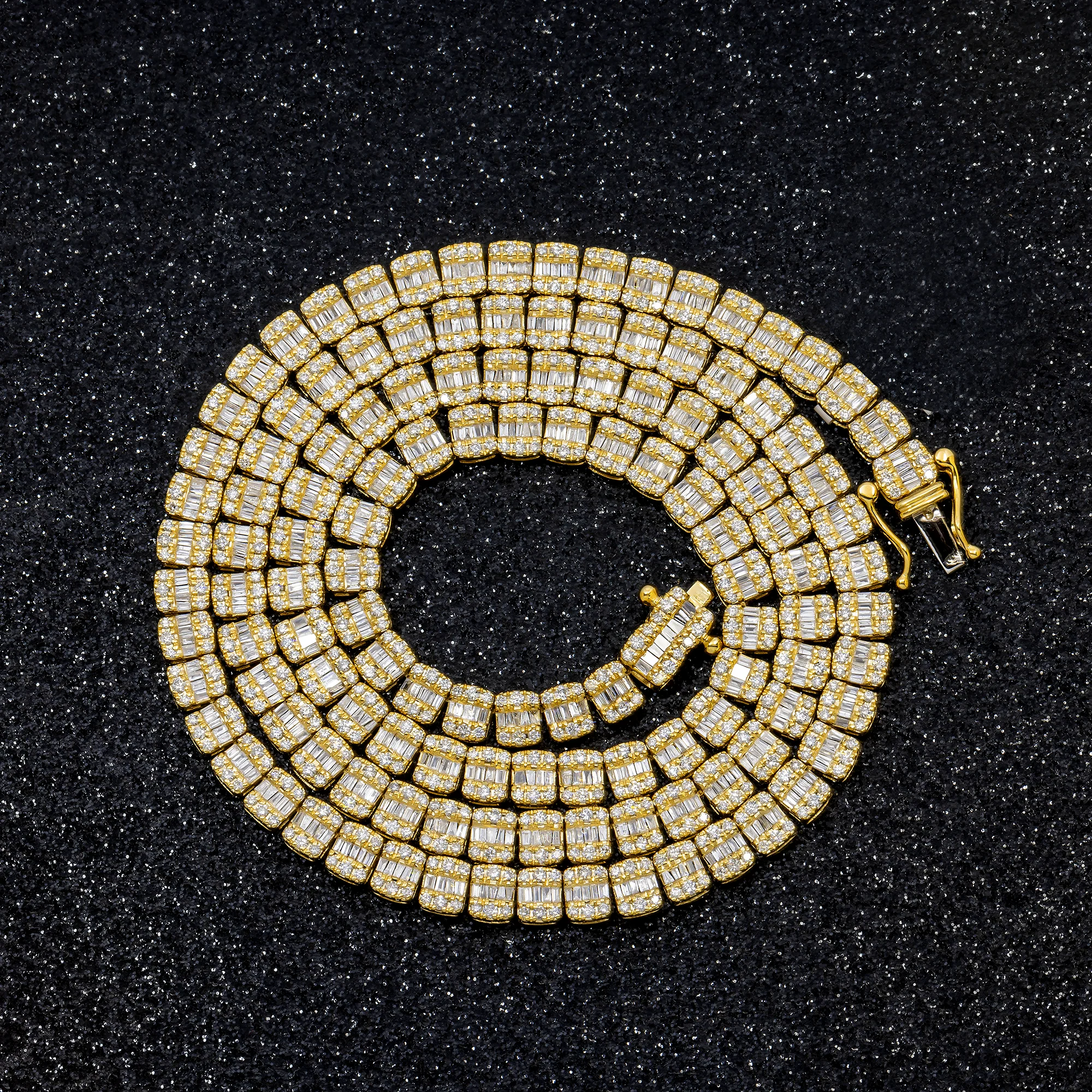 10K GOLD 5MM TWO TONE BAGUETTE AND ROUND DIAMOND CHAIN 10.91 CT - Image 8