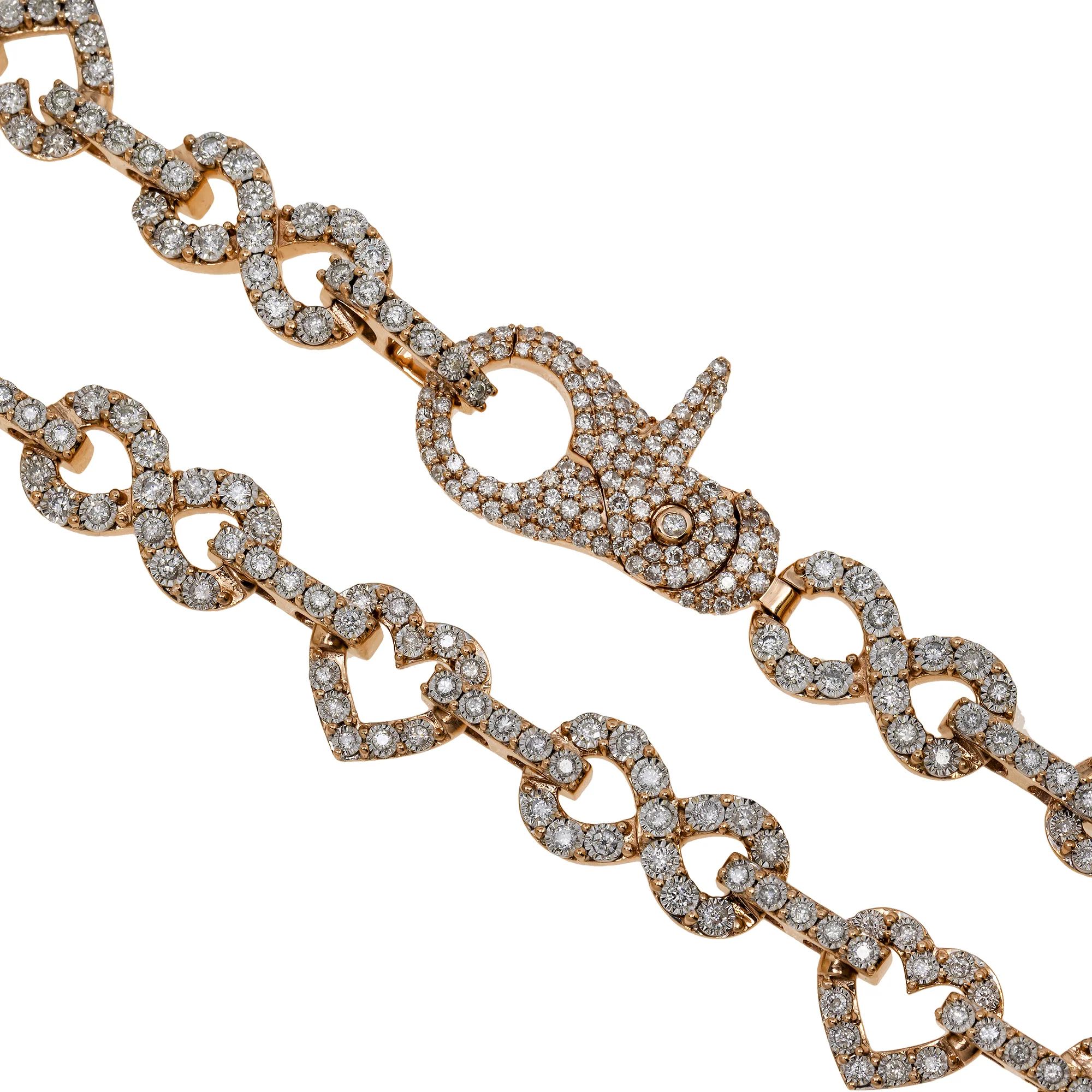 10K GOLD 10MM DIAMOND INFINTY LINK HEART CHAIN 6.05 CT - Image 3