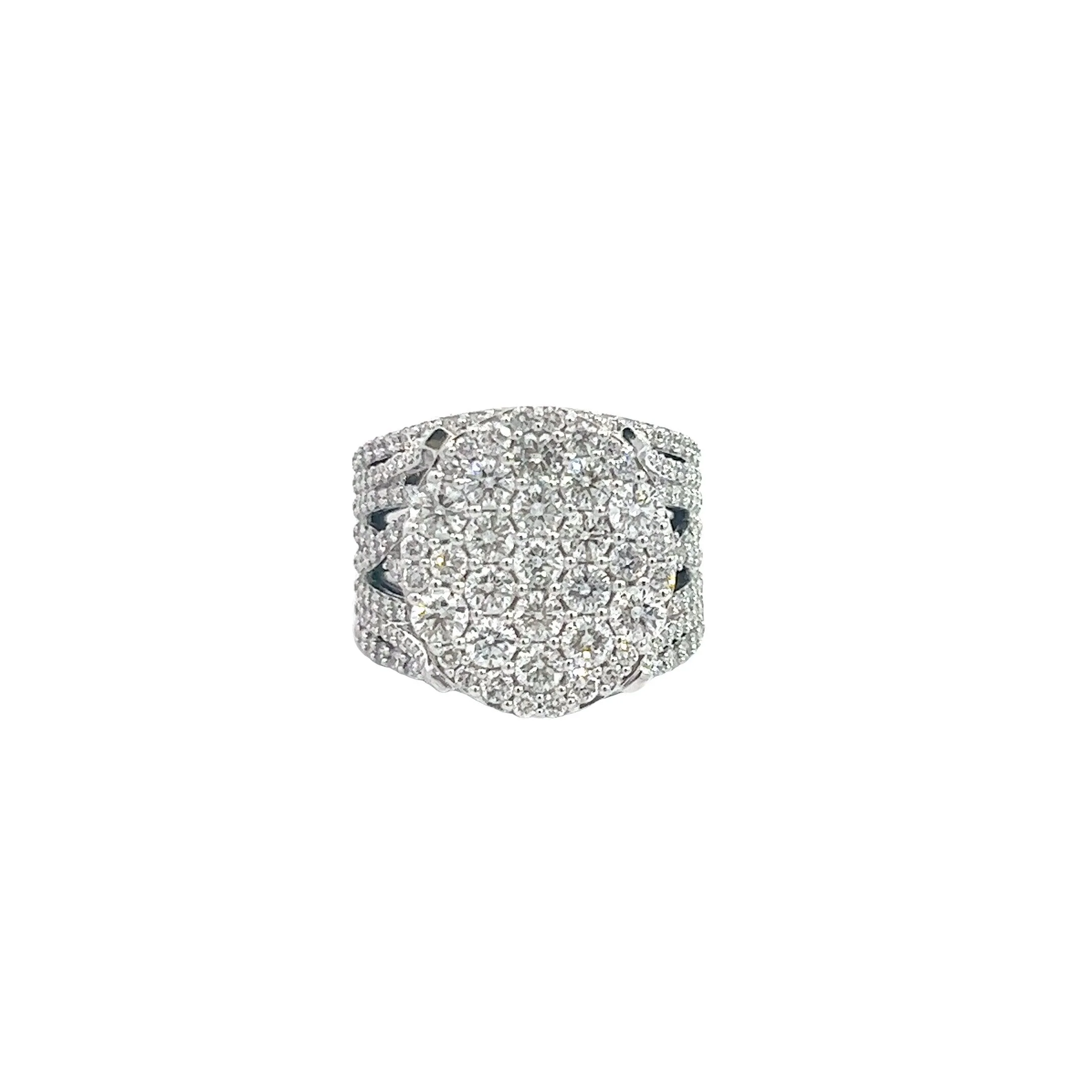 14K GOLD DIAMOND OVAL 6 ROW CLUSTER RING 3.00 CT