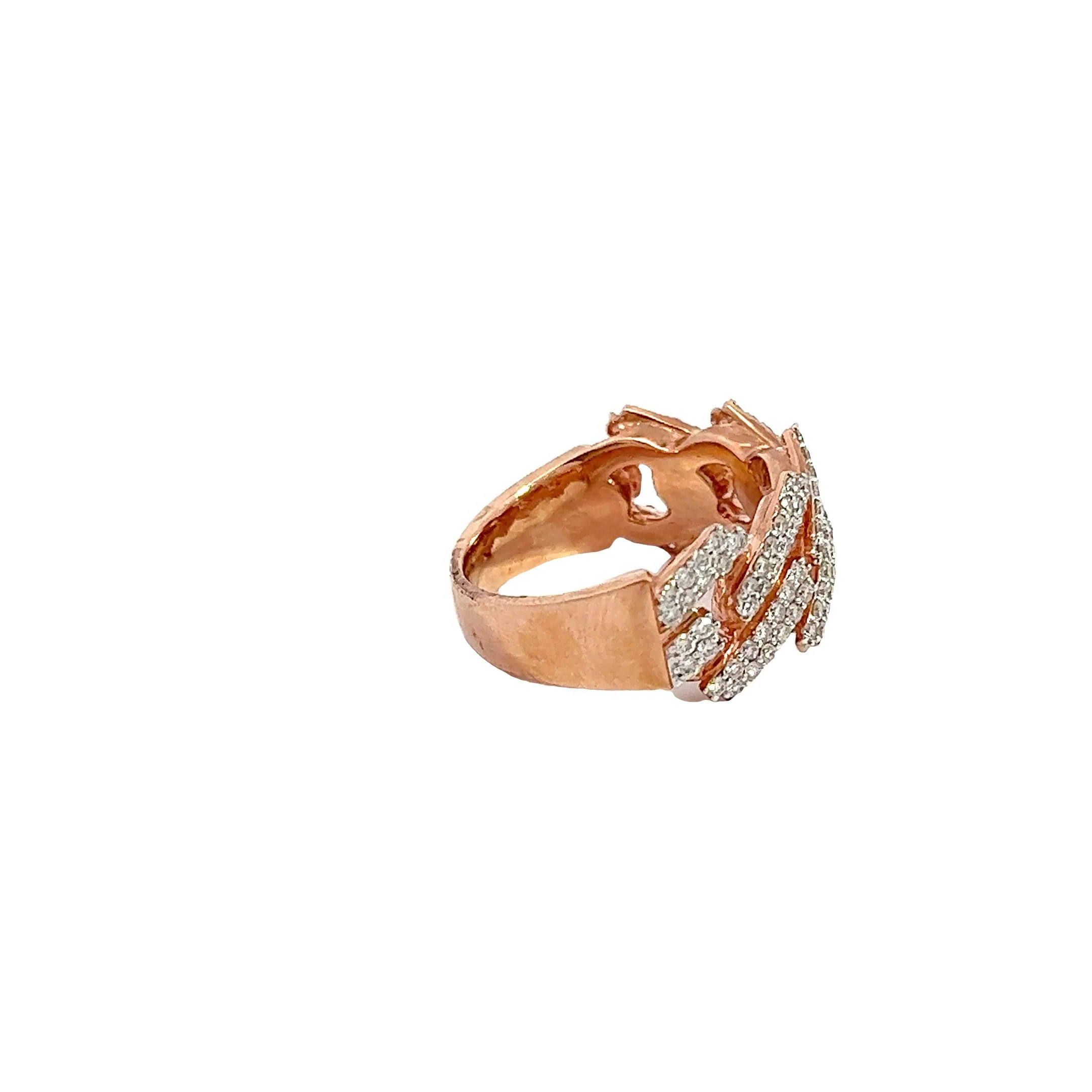 10K GOLD DIAMOND SQUARE LINK MIAMI CUBAN 12MM RING 1.36 CT - Image 3