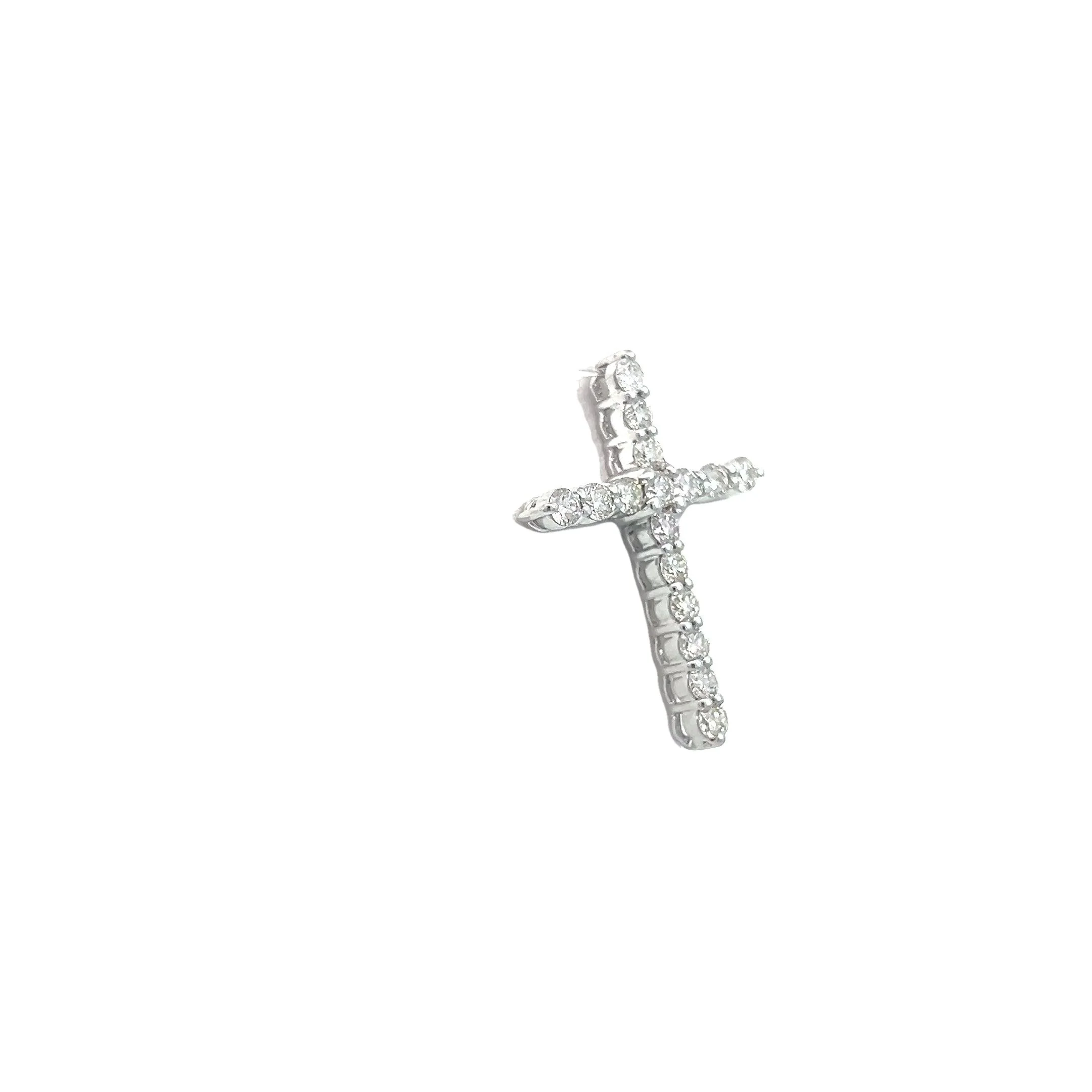 14K GOLD DIAMOND CROSS PENDANT 1.19 CT - Image 2