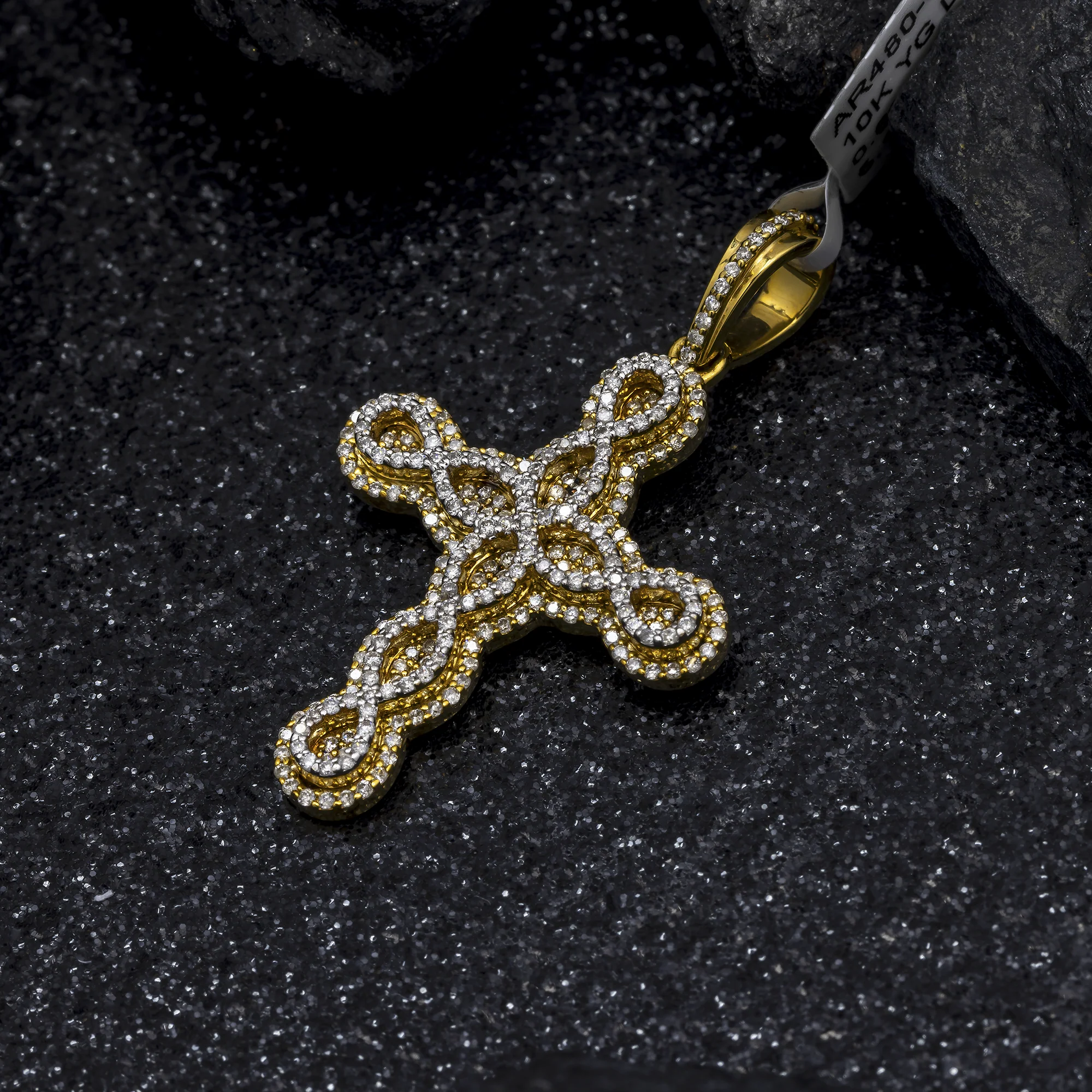10K GOLD DIAMOND CROSS PENDANT 0.62 CT - Image 2