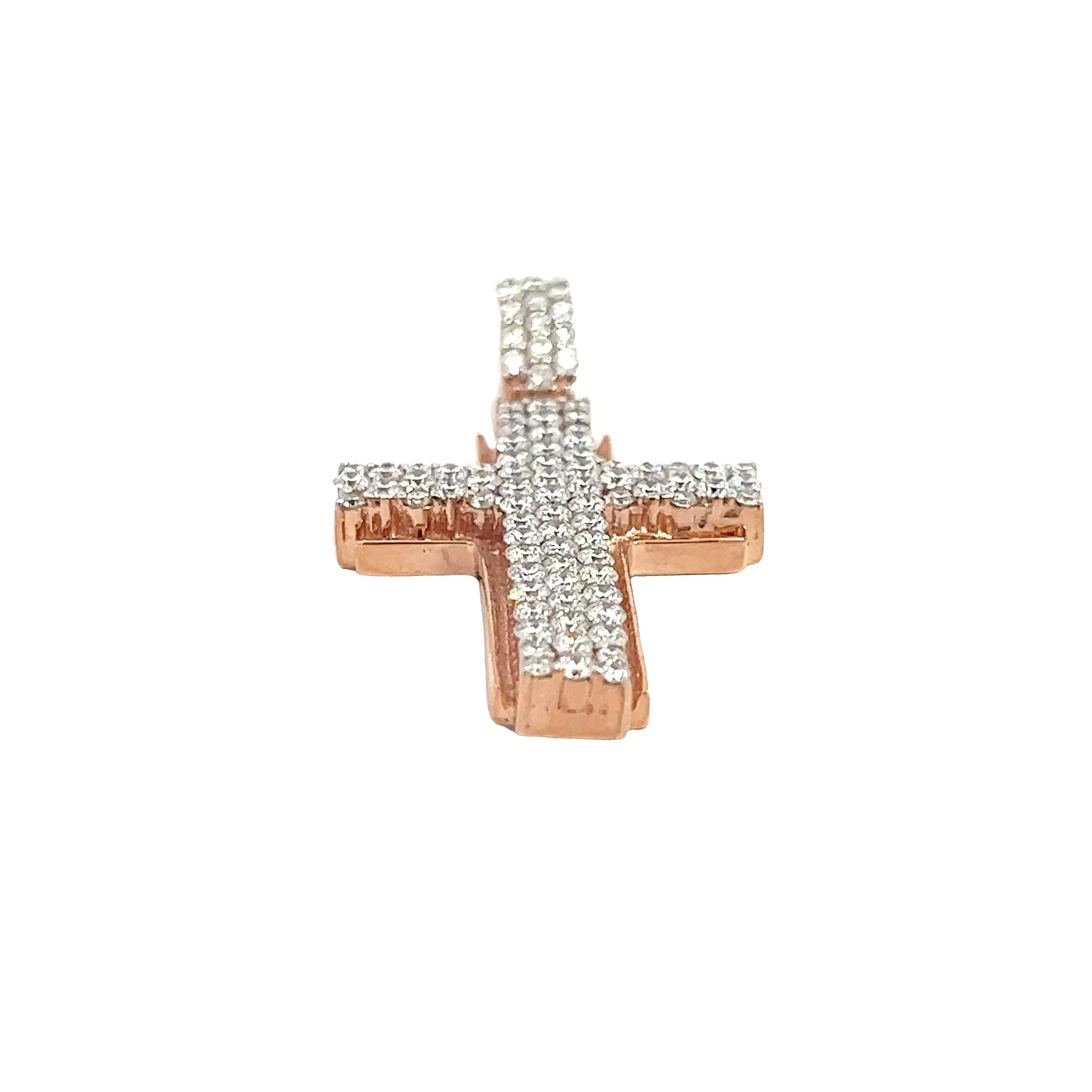 14K GOLD DIAMOND 3-D CROSS PENDANT 3.00 CT - Image 2