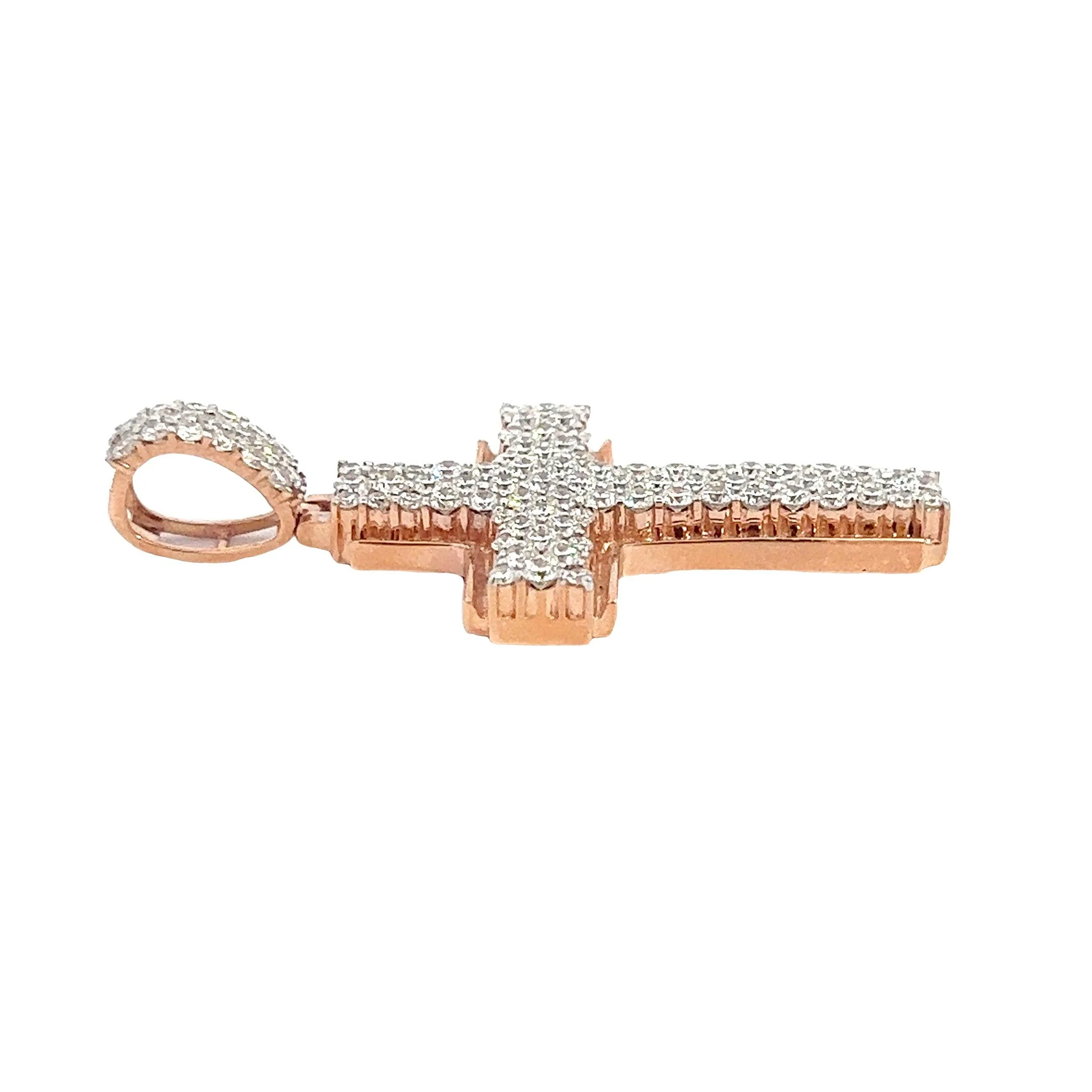 14K GOLD DIAMOND 3-D CROSS PENDANT 3.00 CT - Image 4