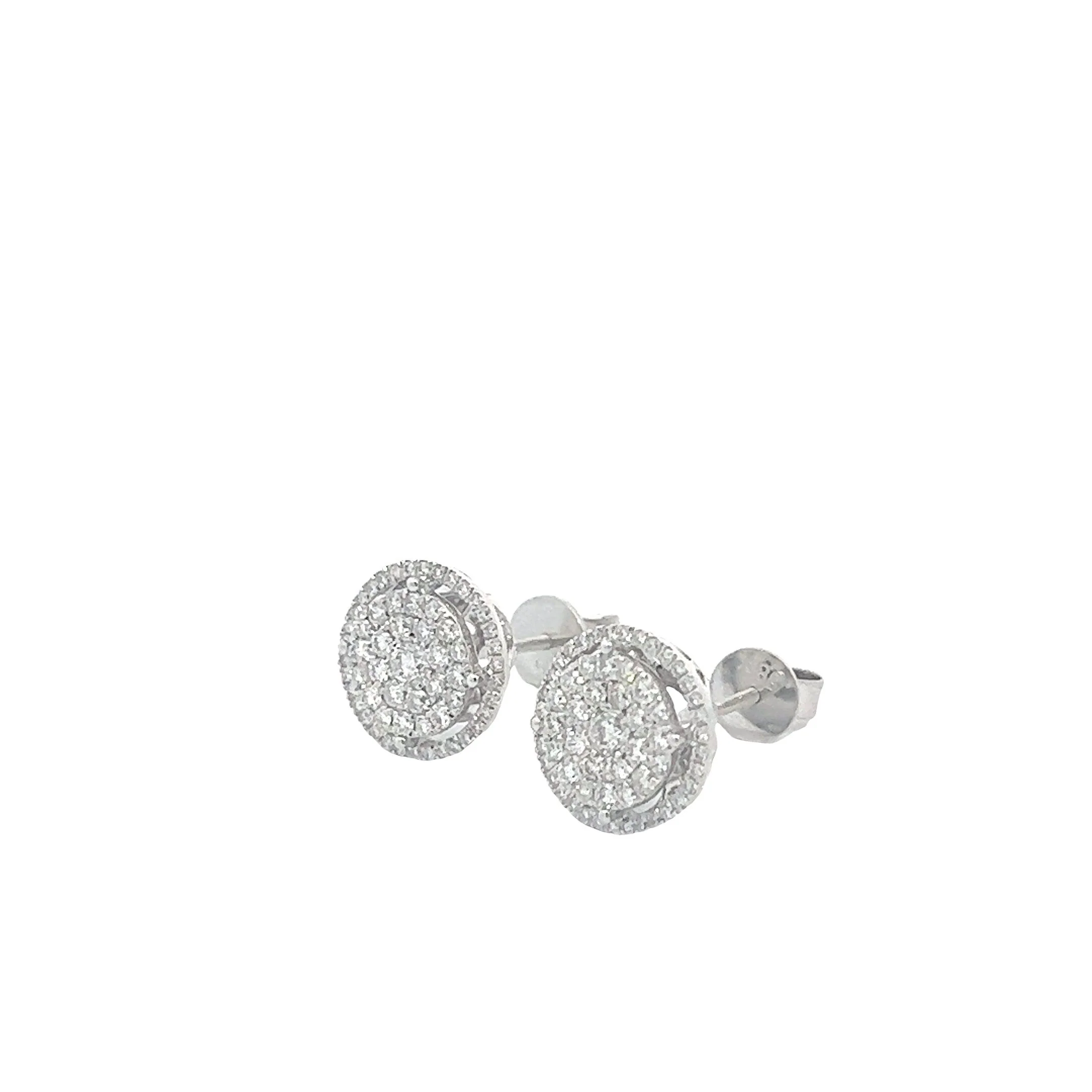 14K GOLD DIAMOND LUNA EARRINGS WITH HALO 1.00 CT - Image 3