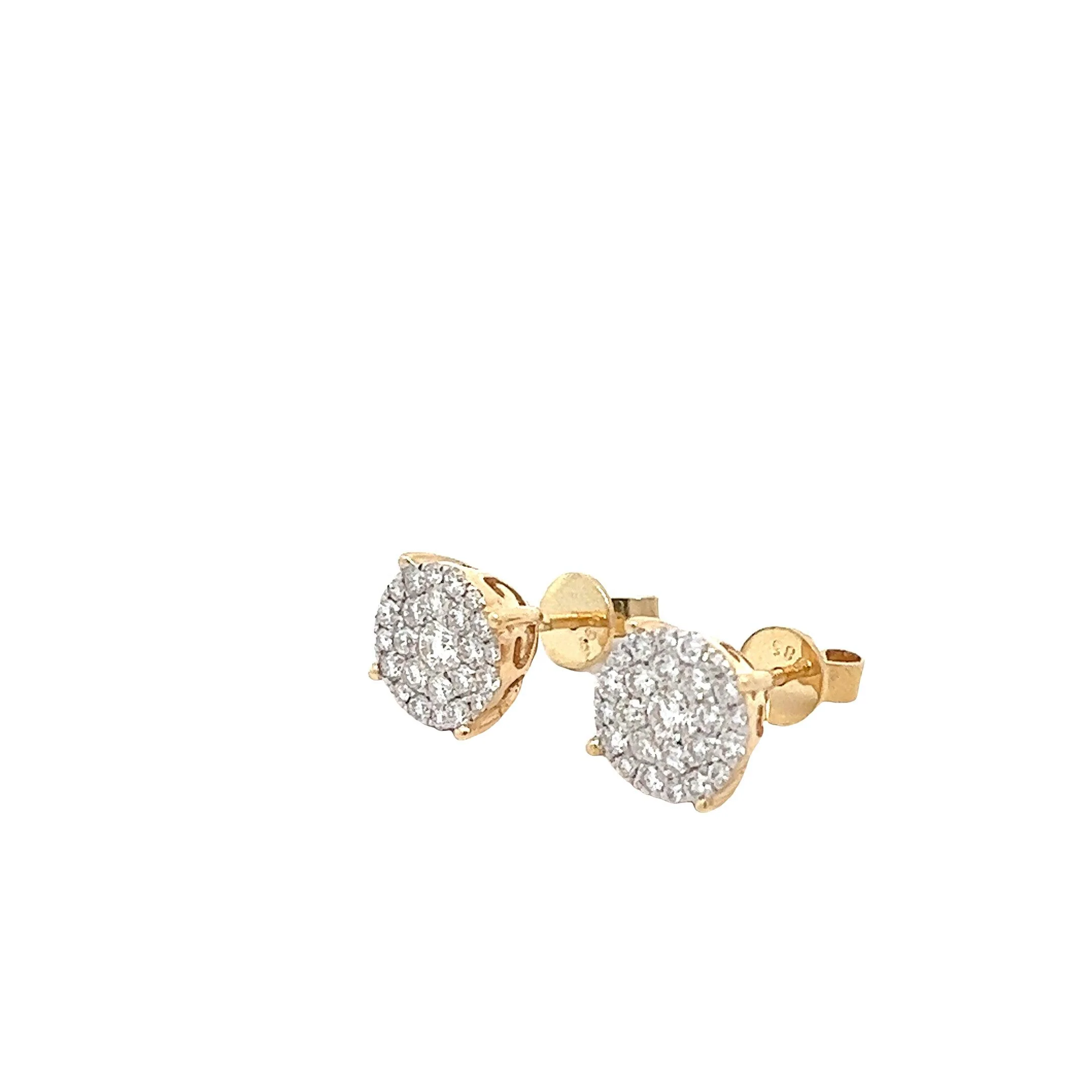 14K GOLD DIAMOND LUNA CLUSTER EARRINGS 1.00 CT - Image 3