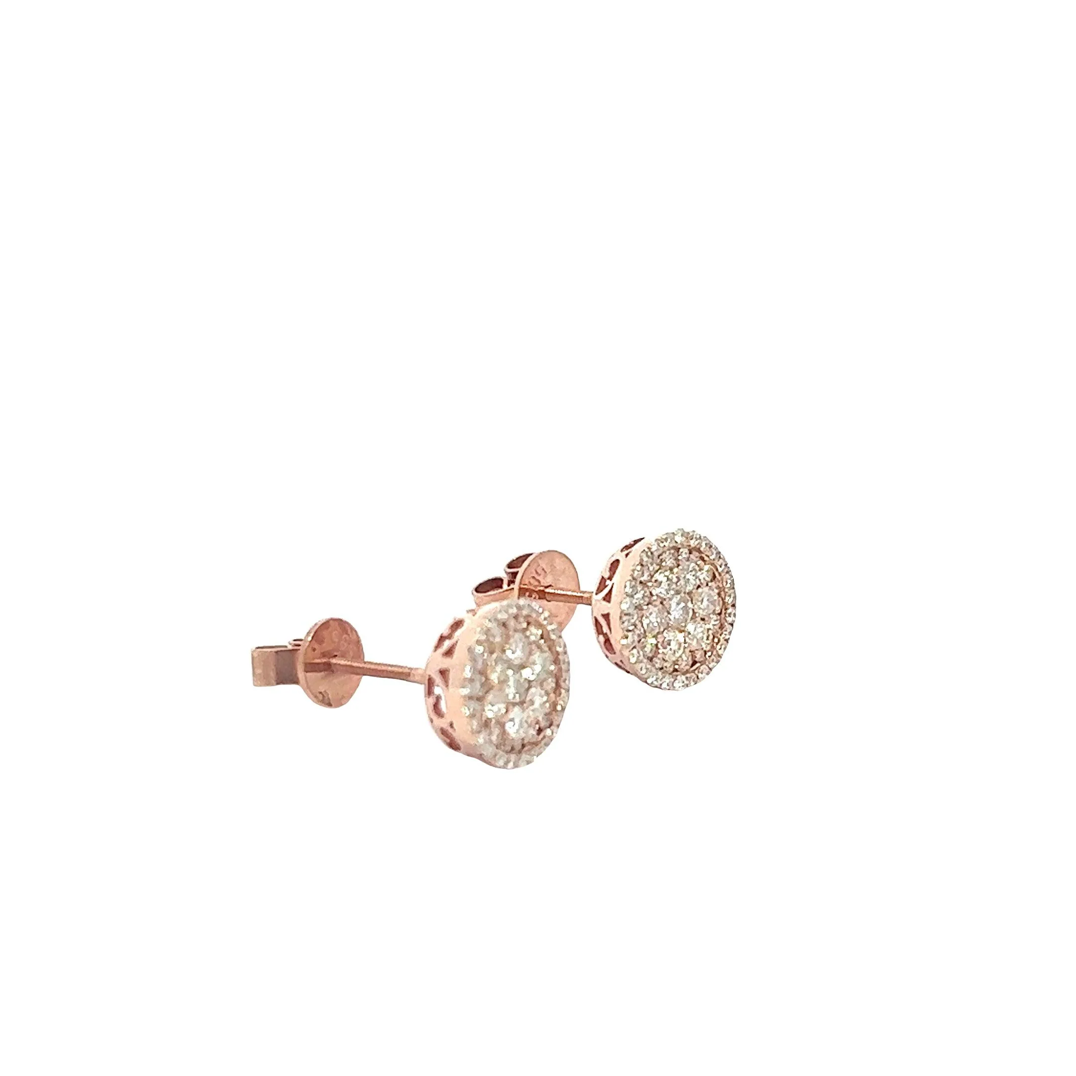 14K GOLD DIAMOND CLUSTER EARRINGS 1.00 CT - Image 3