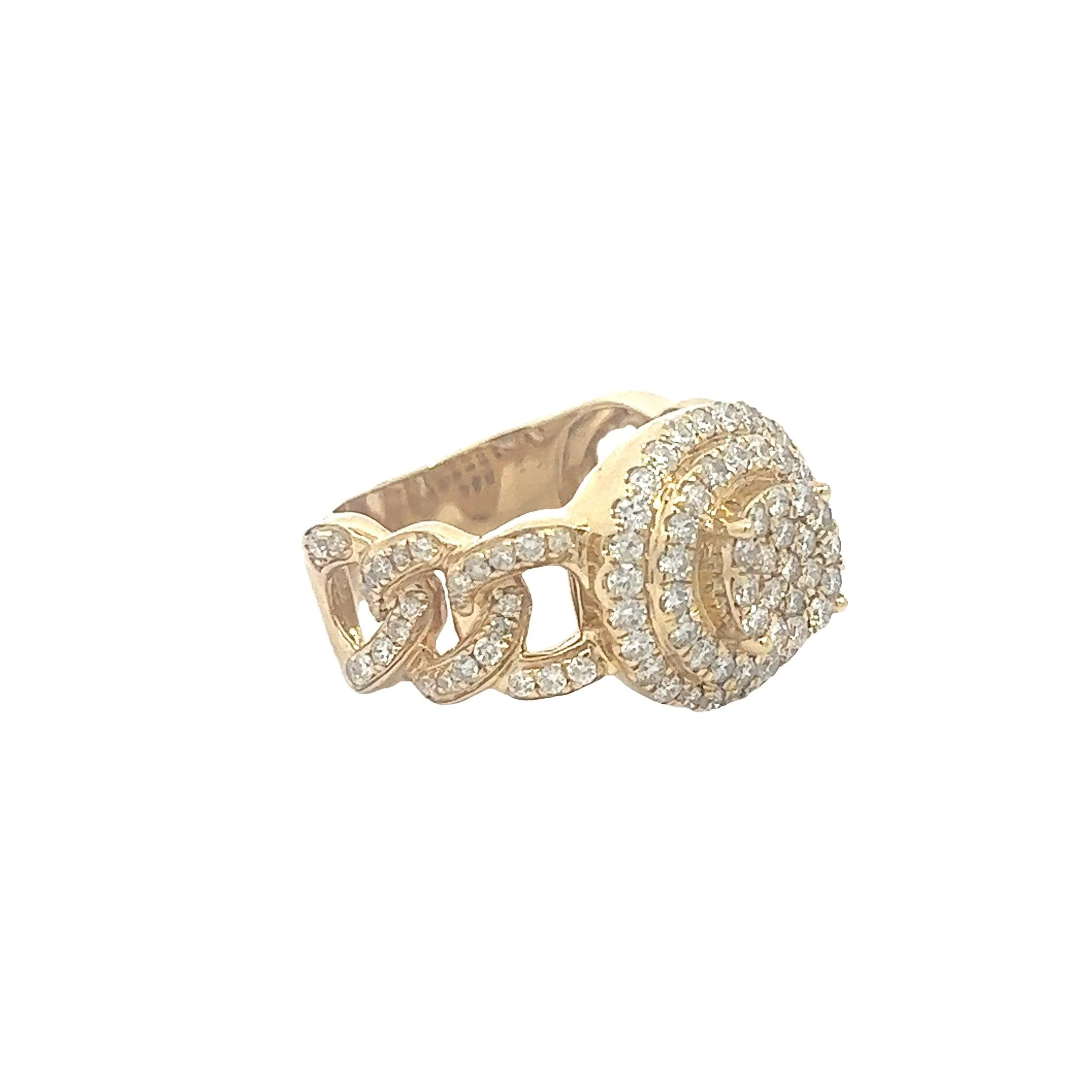 14K GOLD DIAMOND CUBAN CLUSTER RING 2.00 CT - Image 2