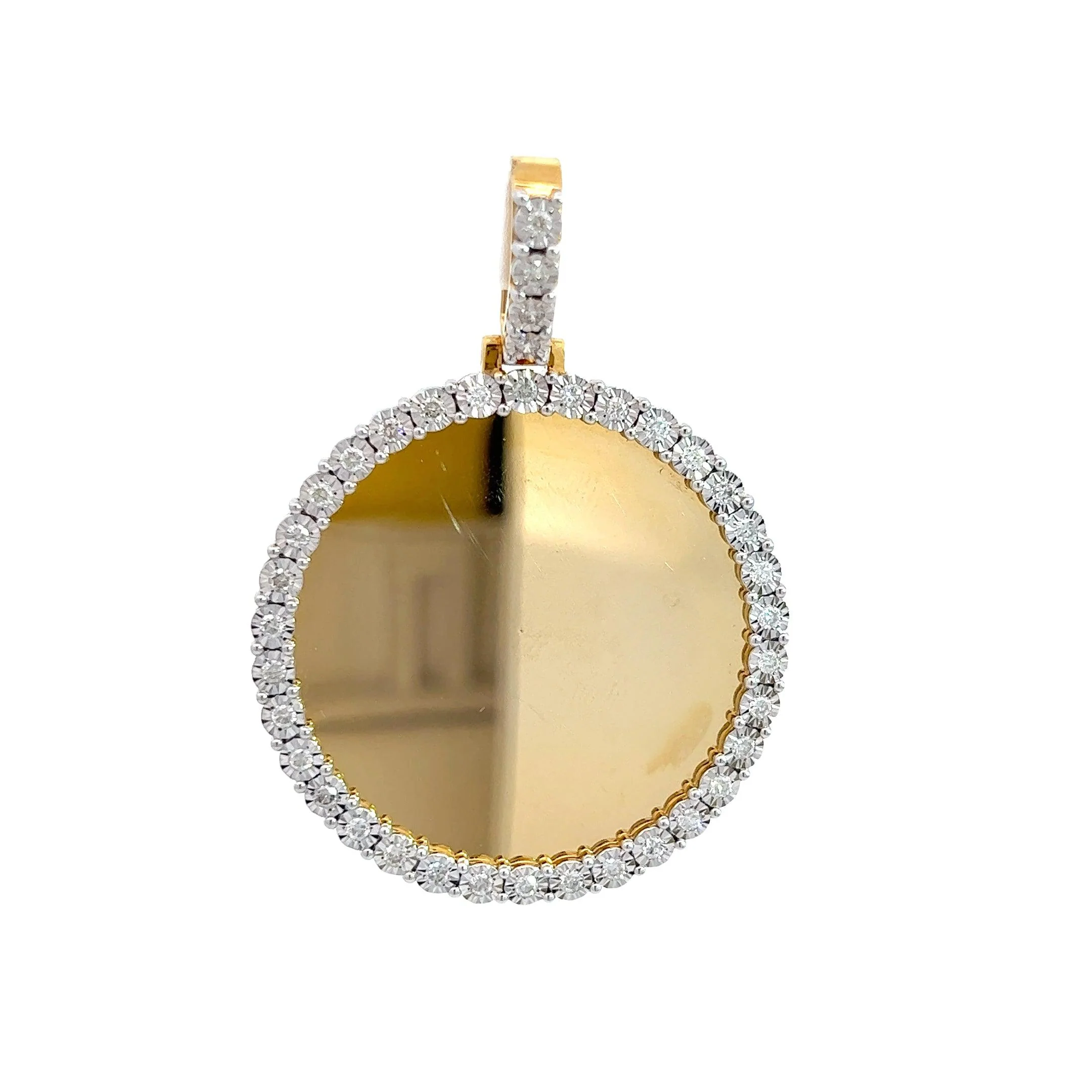 10K GOLD ROUND DIAMOND CIRCLE PICTURE PENDANT 0.93 CT - Image 4