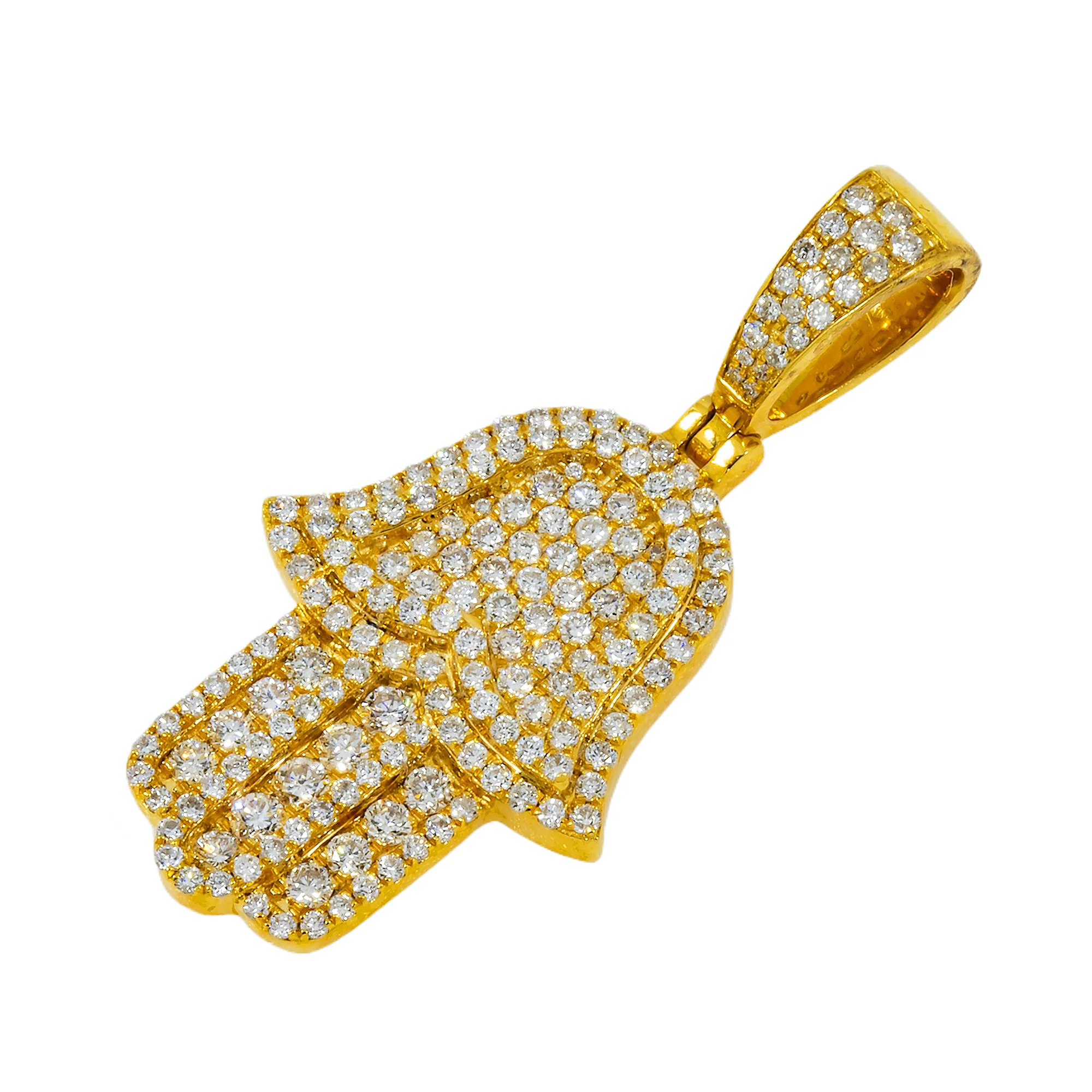 14K GOLD DIAMOND 3D HAMSA PENDANT 1.45 CT - Image 3