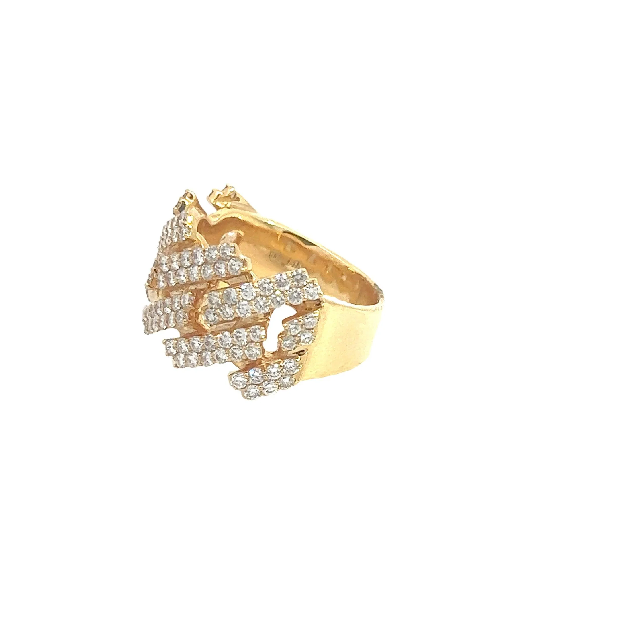 14K GOLD DIAMOND SQUARE LINK CUBAN RING 1.21 CT - Image 2