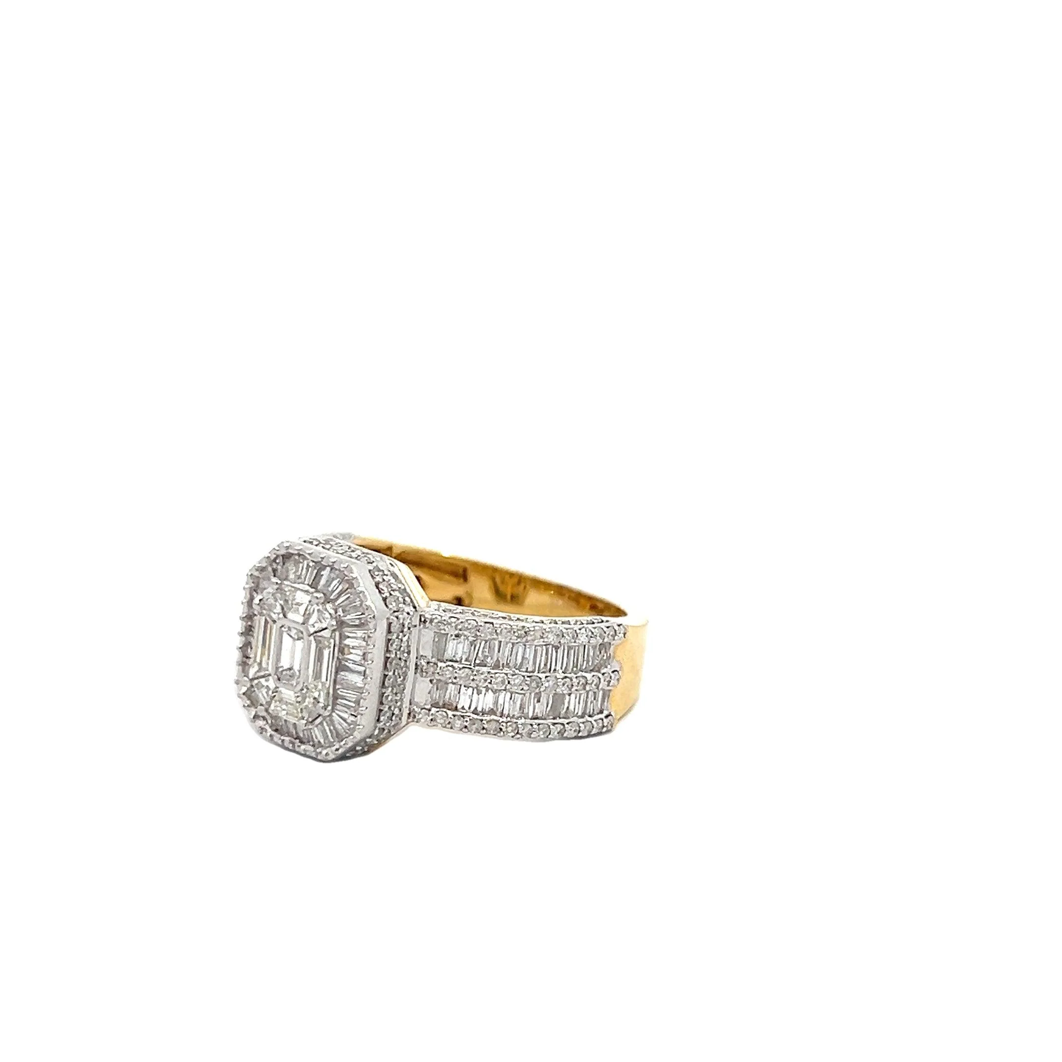 10K GOLD ROUND AND BAGUETTE DIAMOND RING 2.25 CT - Image 2