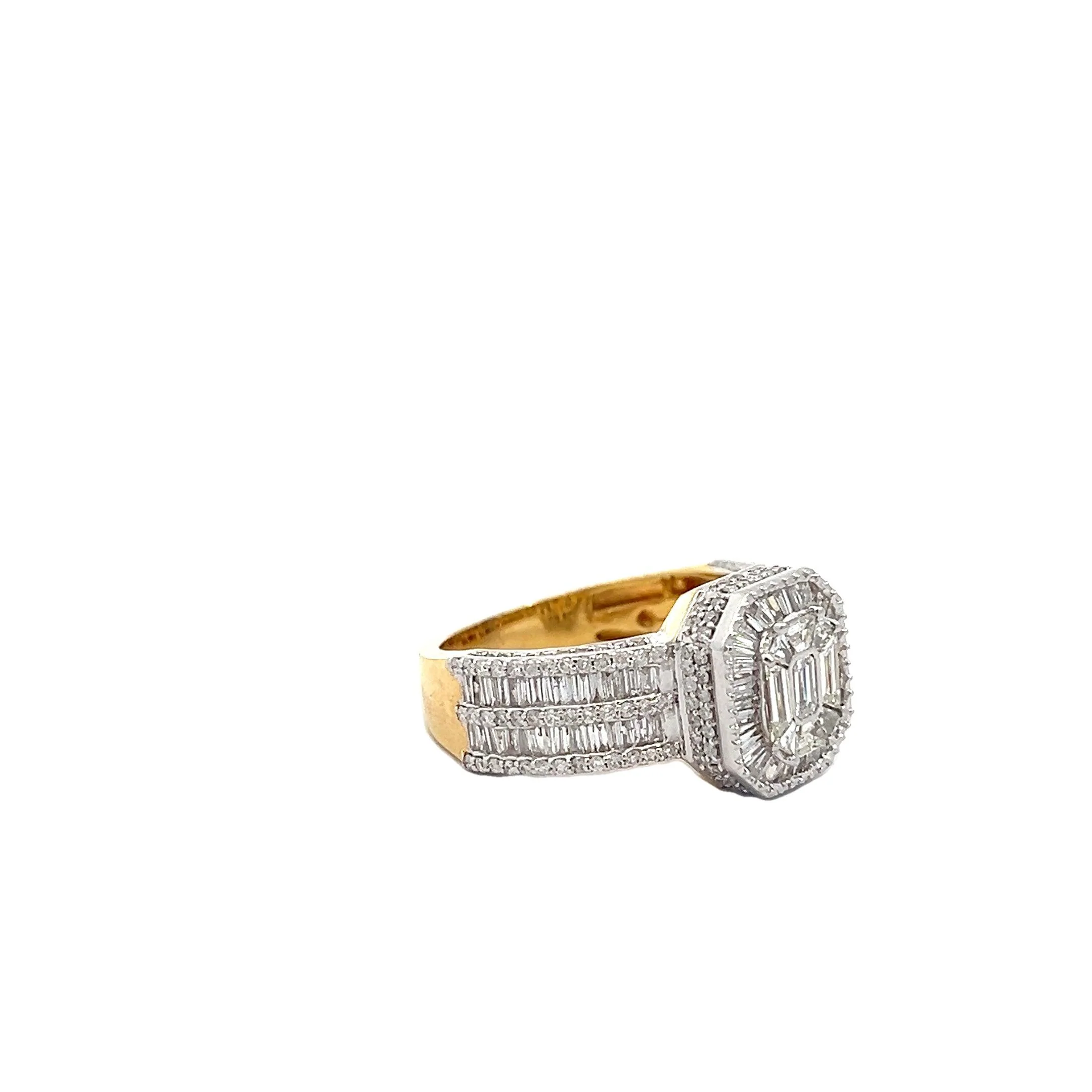 10K GOLD ROUND AND BAGUETTE DIAMOND RING 2.25 CT - Image 3