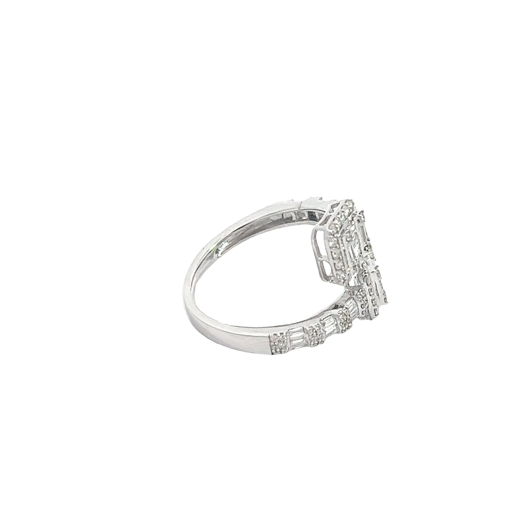 14K GOLD ROUND AND BAGUETTE DIAMOND SQUARE BYPASS BAND 1.15 CT - Image 3