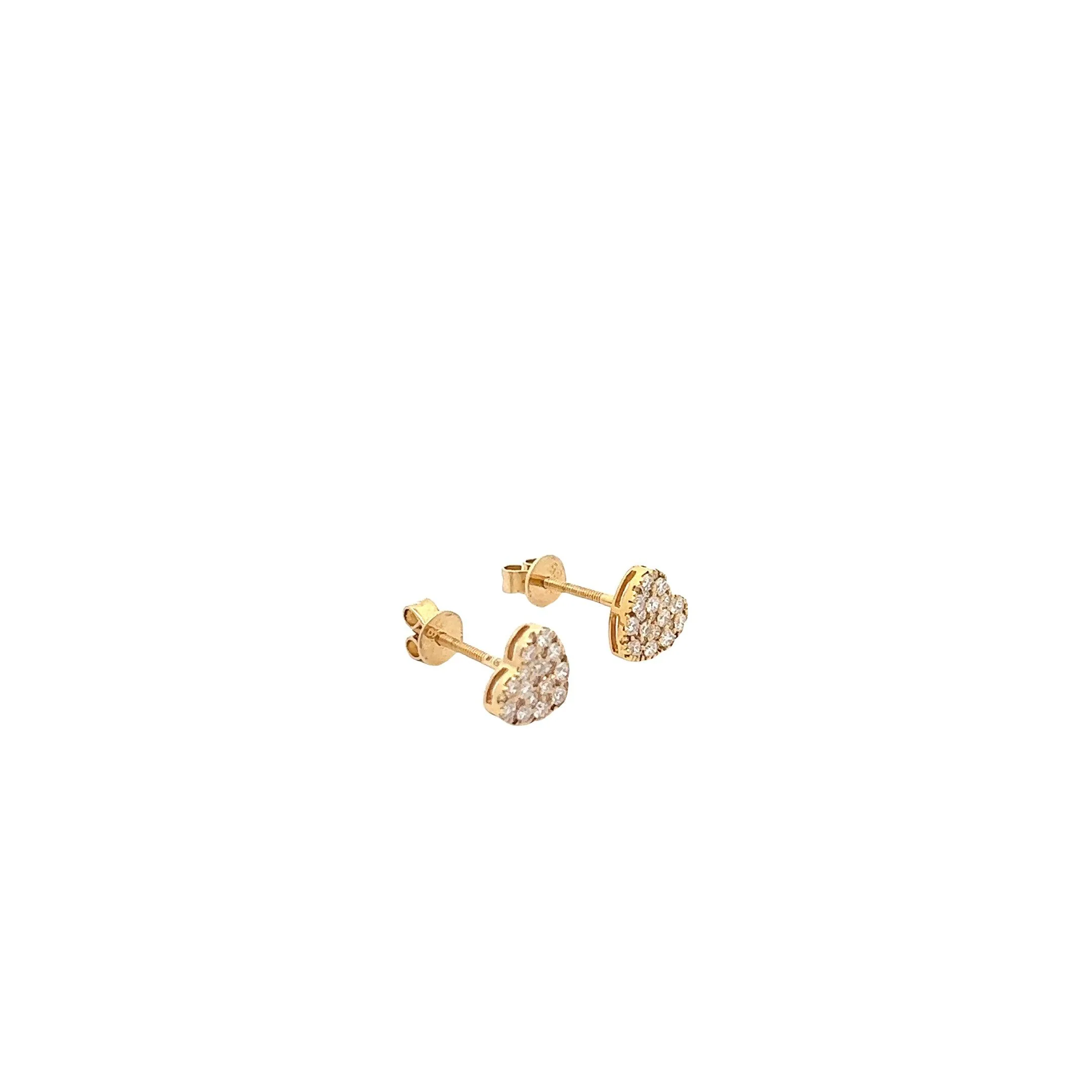 14K GOLD DIAMOND HEART CLUSTER STUD EARRINGS 0.60 CT - Image 2