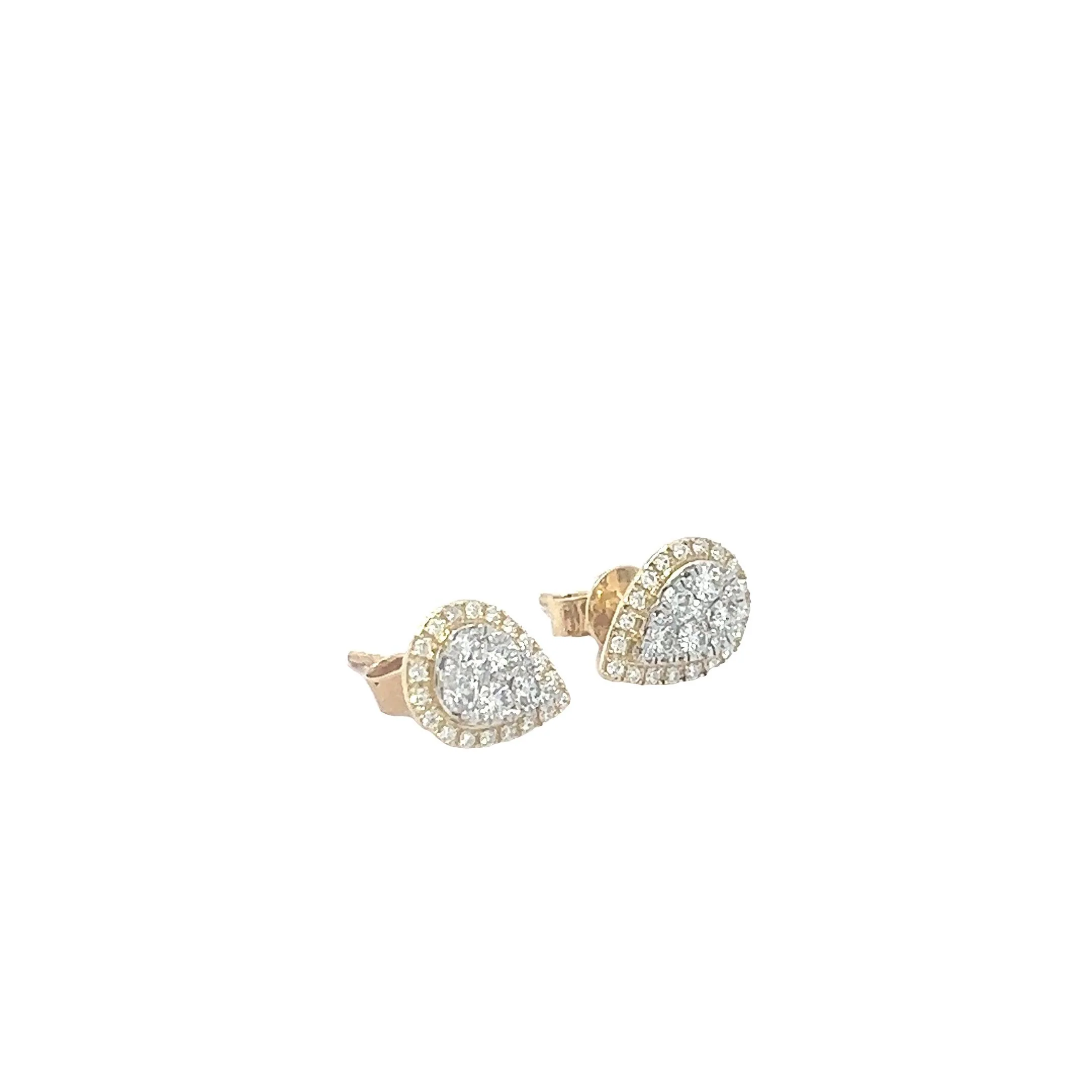 14K GOLD DIAMOND CLUSTER PEAR SHAPED EARRINGS 0.75 CT - Image 3