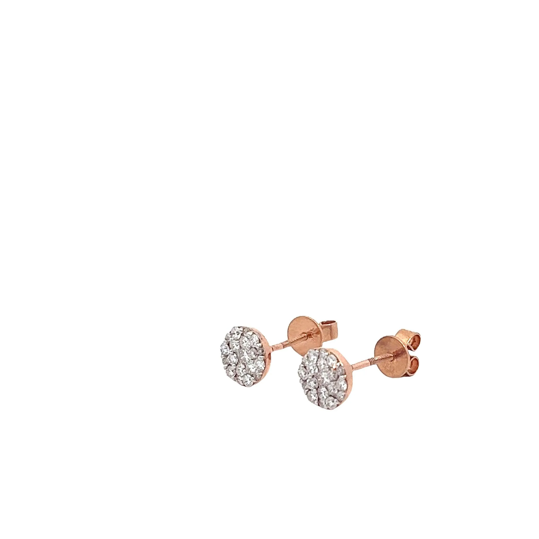 14K GOLD DIAMOND CLUSTER EARRINGS 0.70 CT - Image 2