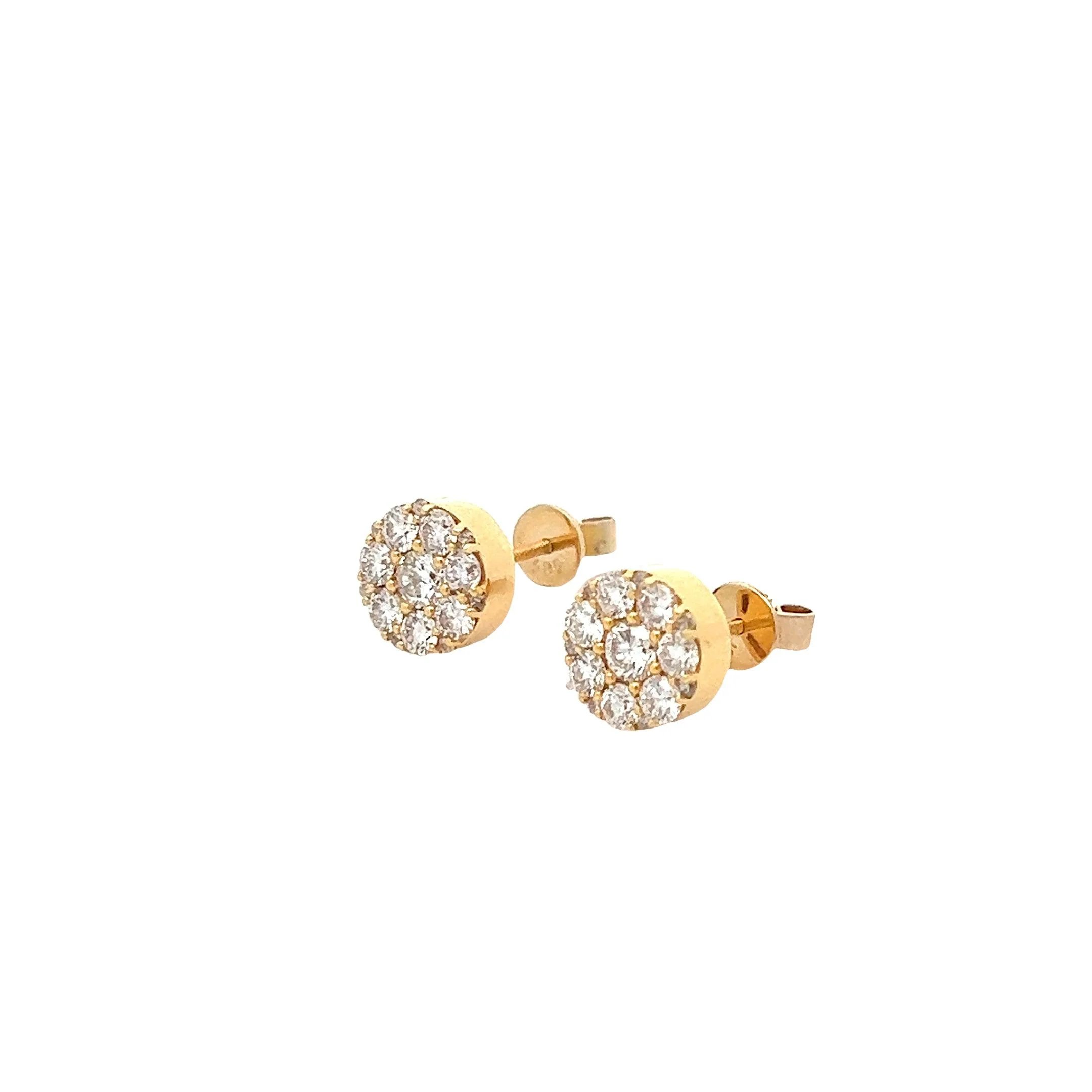 14K GOLD DIAMOND ROUND CLUSTER EARRINGS 1.65 CT - Image 2