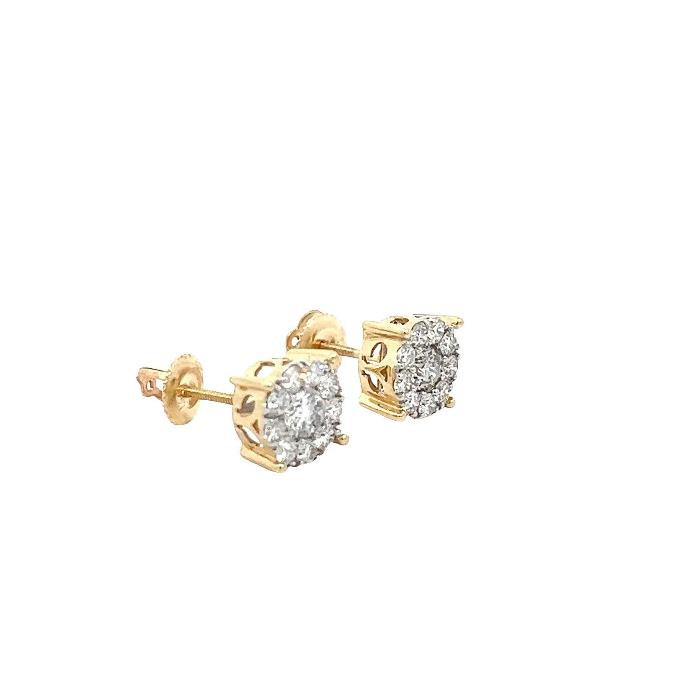 14K GOLD DIAMOND FLEUR STUDS 1.50 CT - Image 3