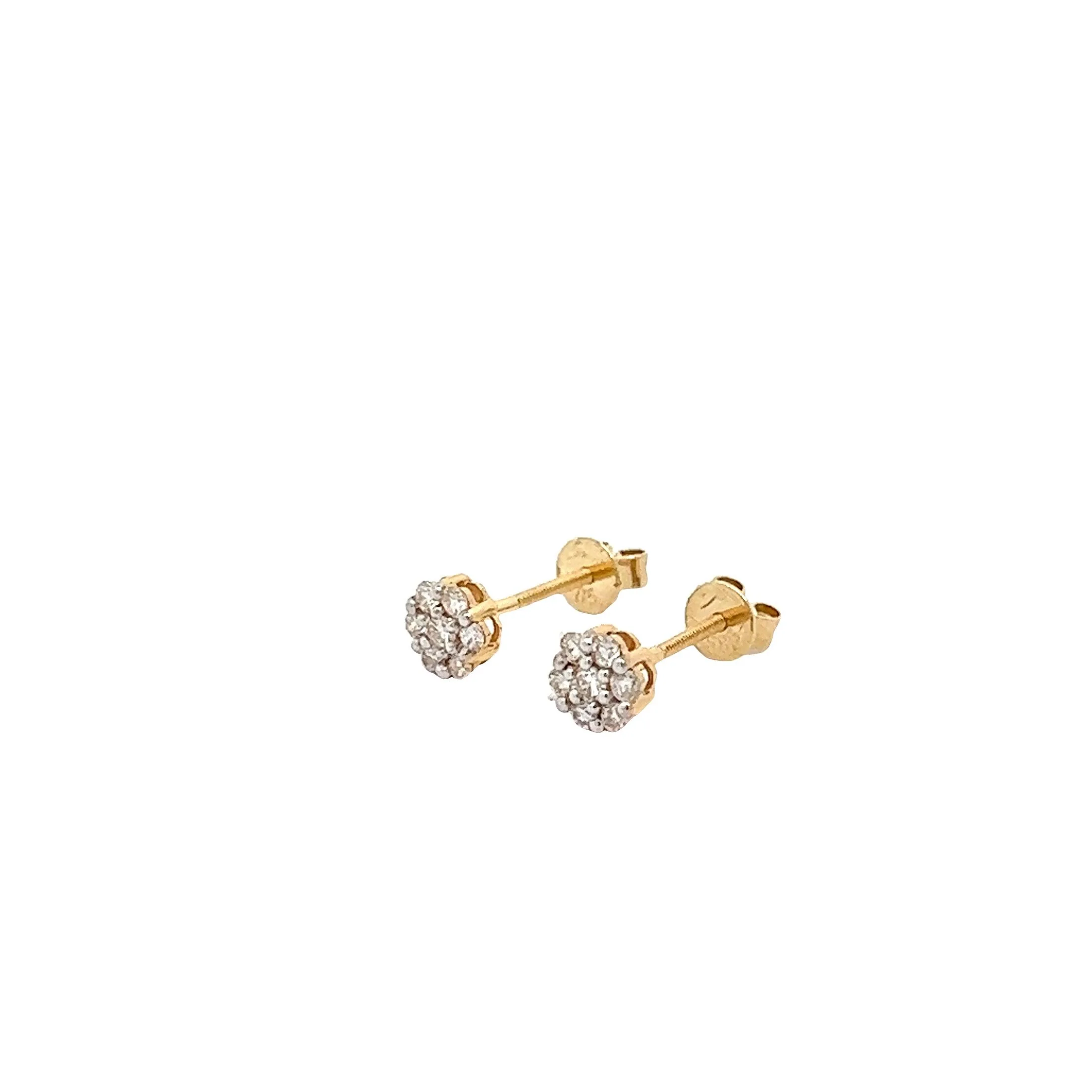 14K GOLD DIAMOND FLOWER EARRINGS 0.33CT - Image 2