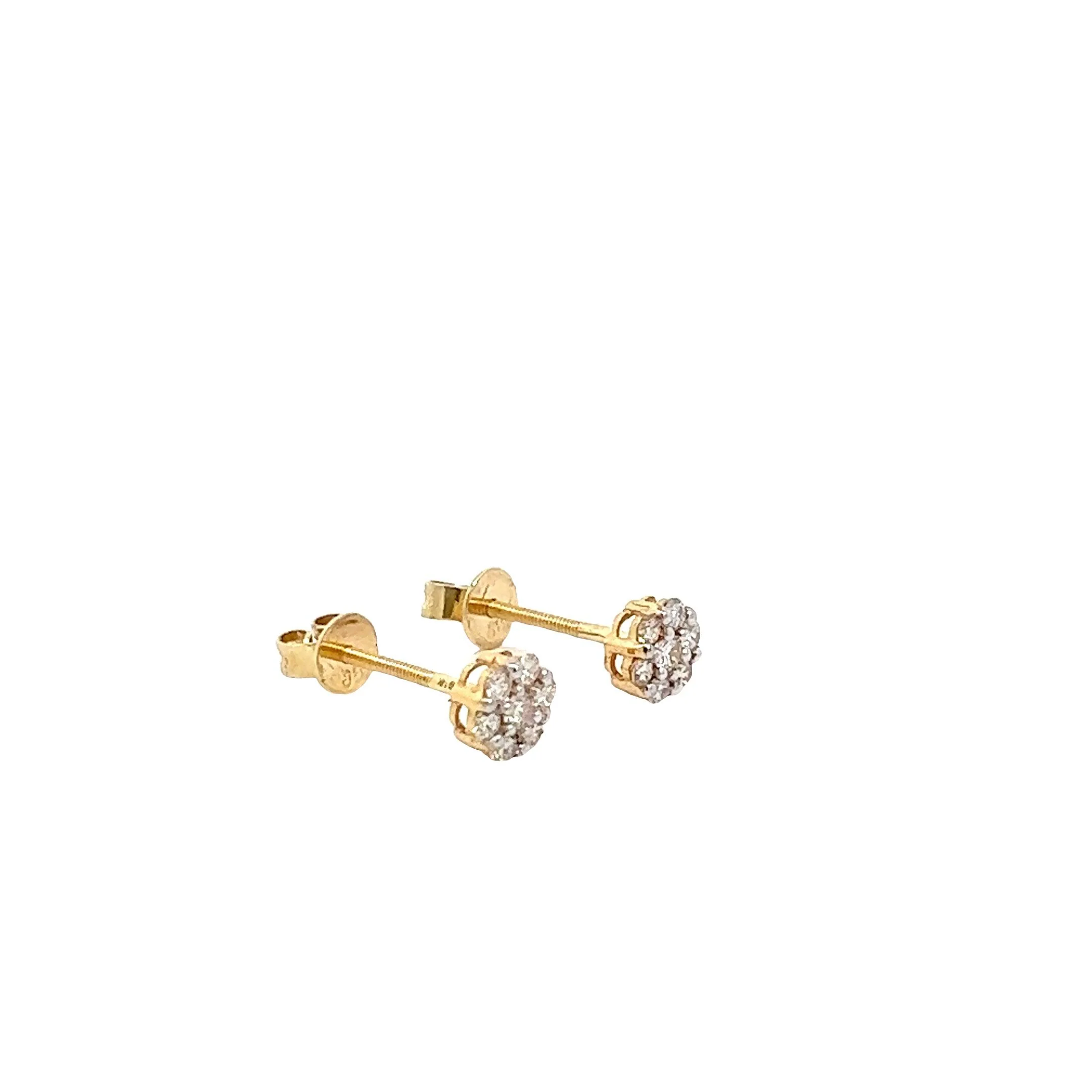 14K GOLD DIAMOND FLOWER EARRINGS 0.33CT - Image 3