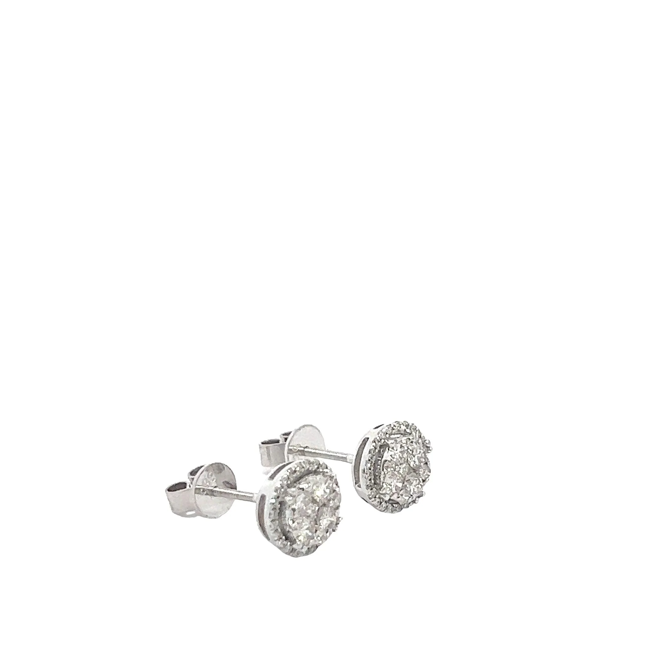 14K GOLD DIAMOND CLUSTER EARRING STUDS 1.00 CT - Image 2