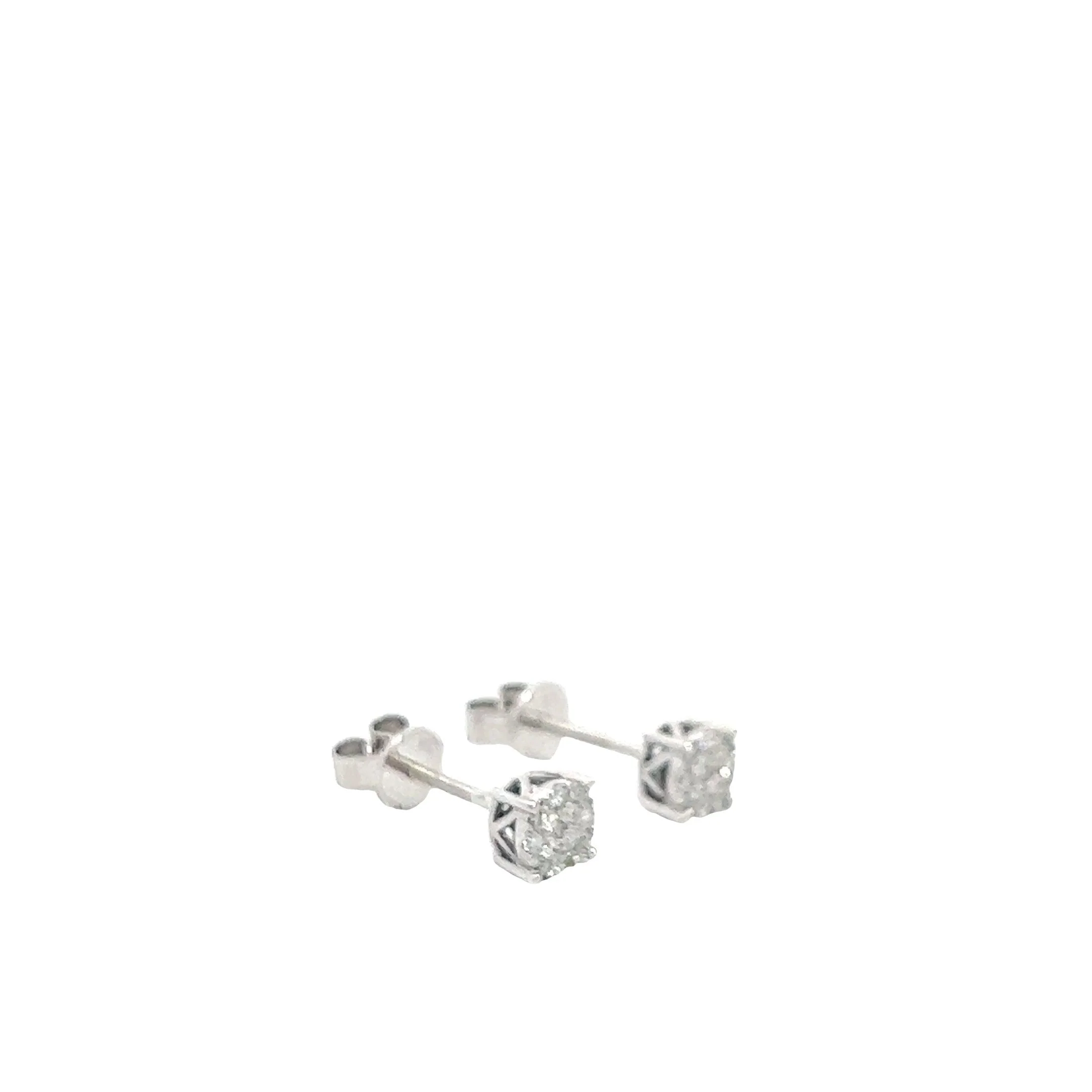 14K GOLD DIAMOND CLUSTER EARRINGS 0.30 CT - Image 2