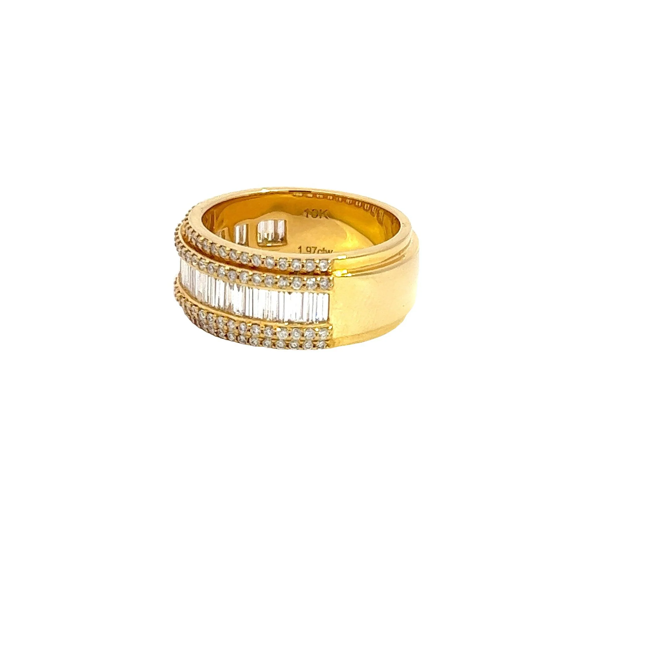10K GOLD ROUND AND BAGUETTE DIAMOND CHANNEL SET BAND 1.97 CT - Image 2
