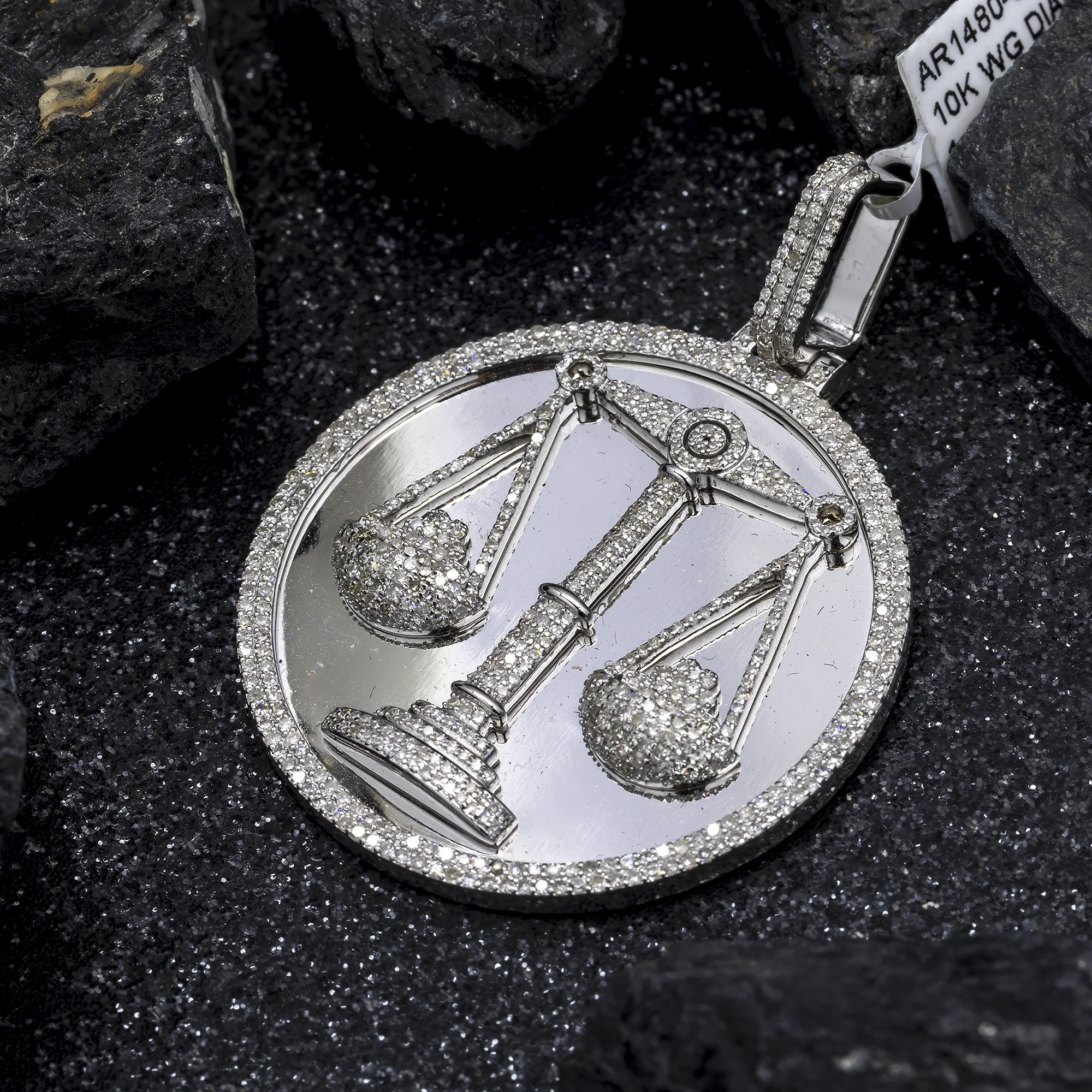 10K GOLD DIAMOND SCALE PENDANT 1.95 CT - Image 2