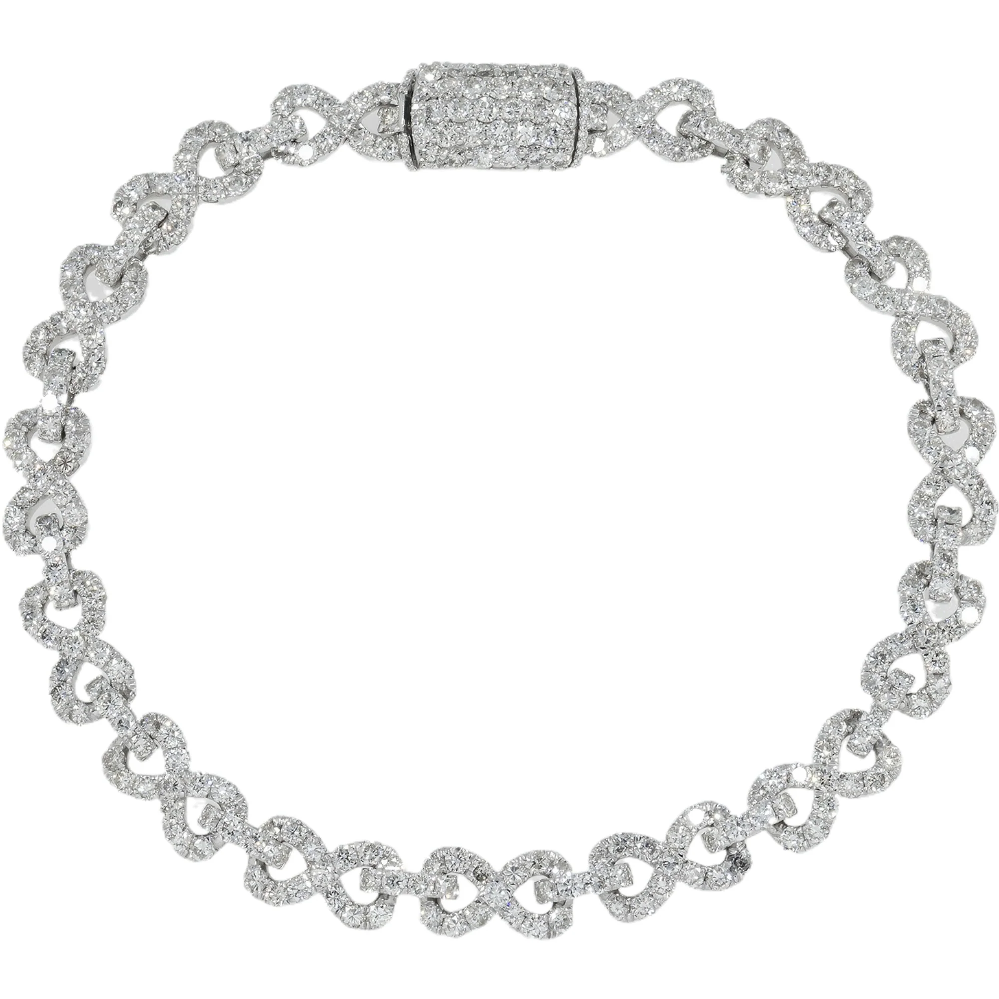 14K GOLD DIAMOND 7MM ROLO LINK INFINITY BRACELET 7.85 CT