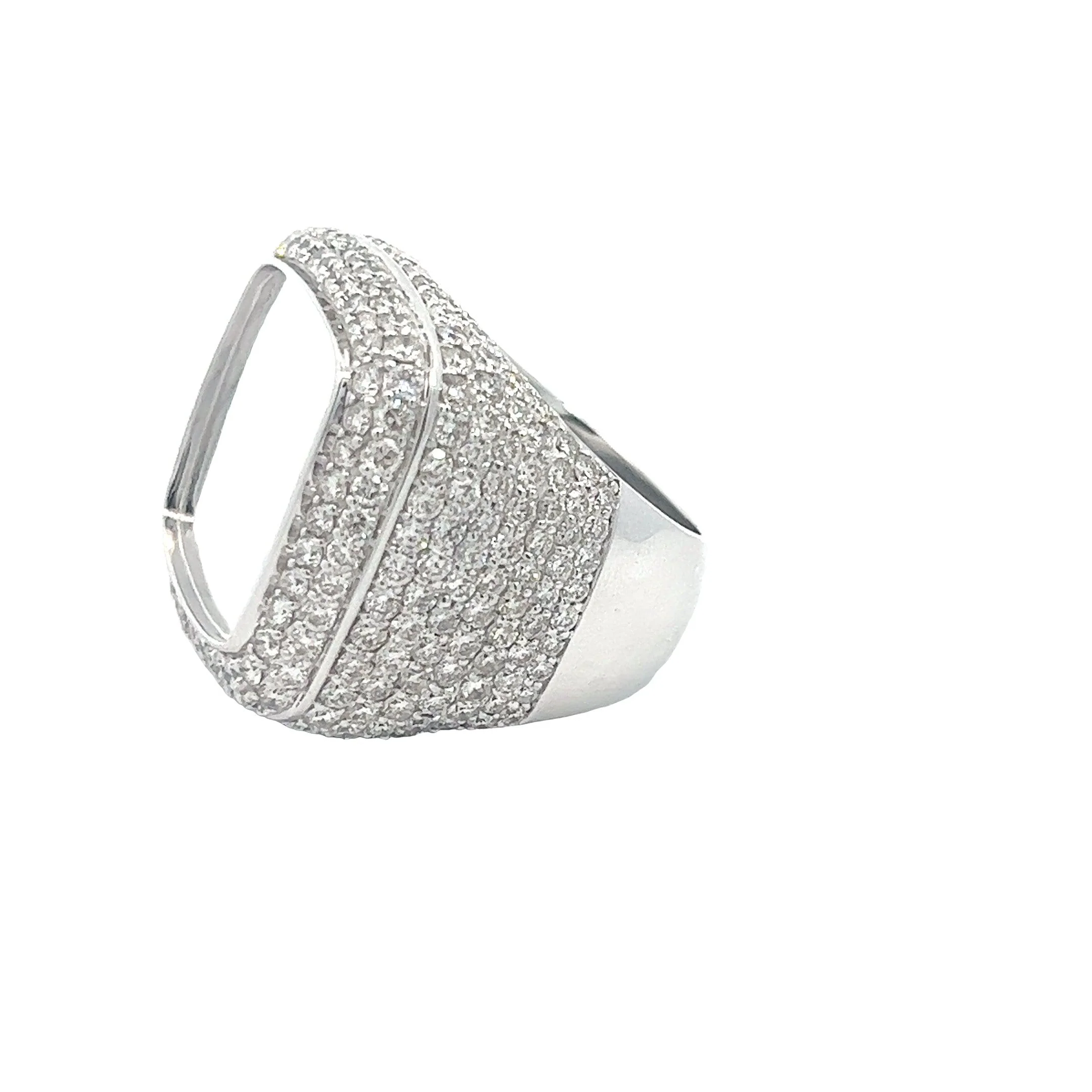 14K GOLD DIAMOND RECTANGULAR PAVE MIRROR RING 8.50CT - Image 3