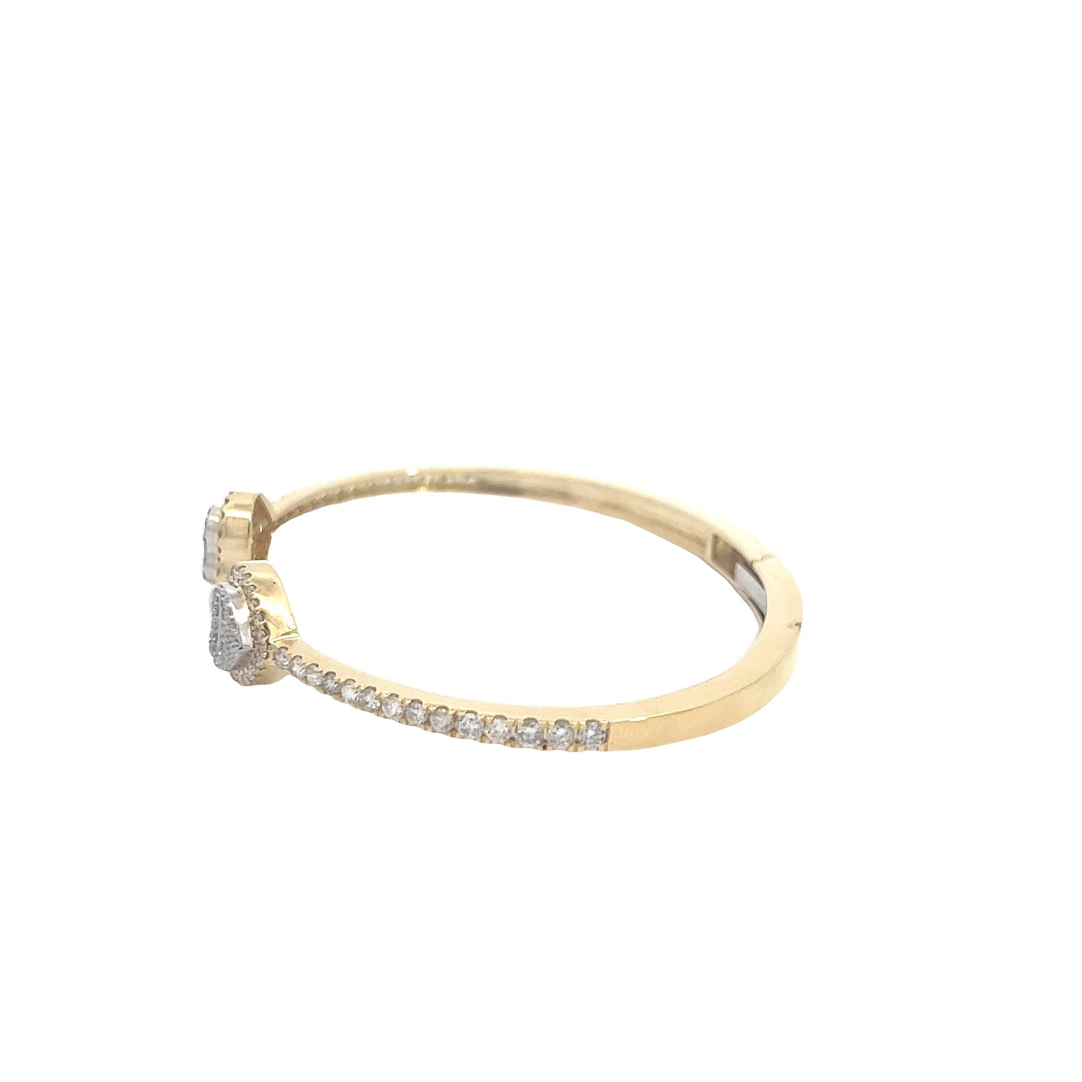 10K GOLD ROUND AND BAGUETTE DIAMOND HEART BANGLE 1.92 CT - Image 4