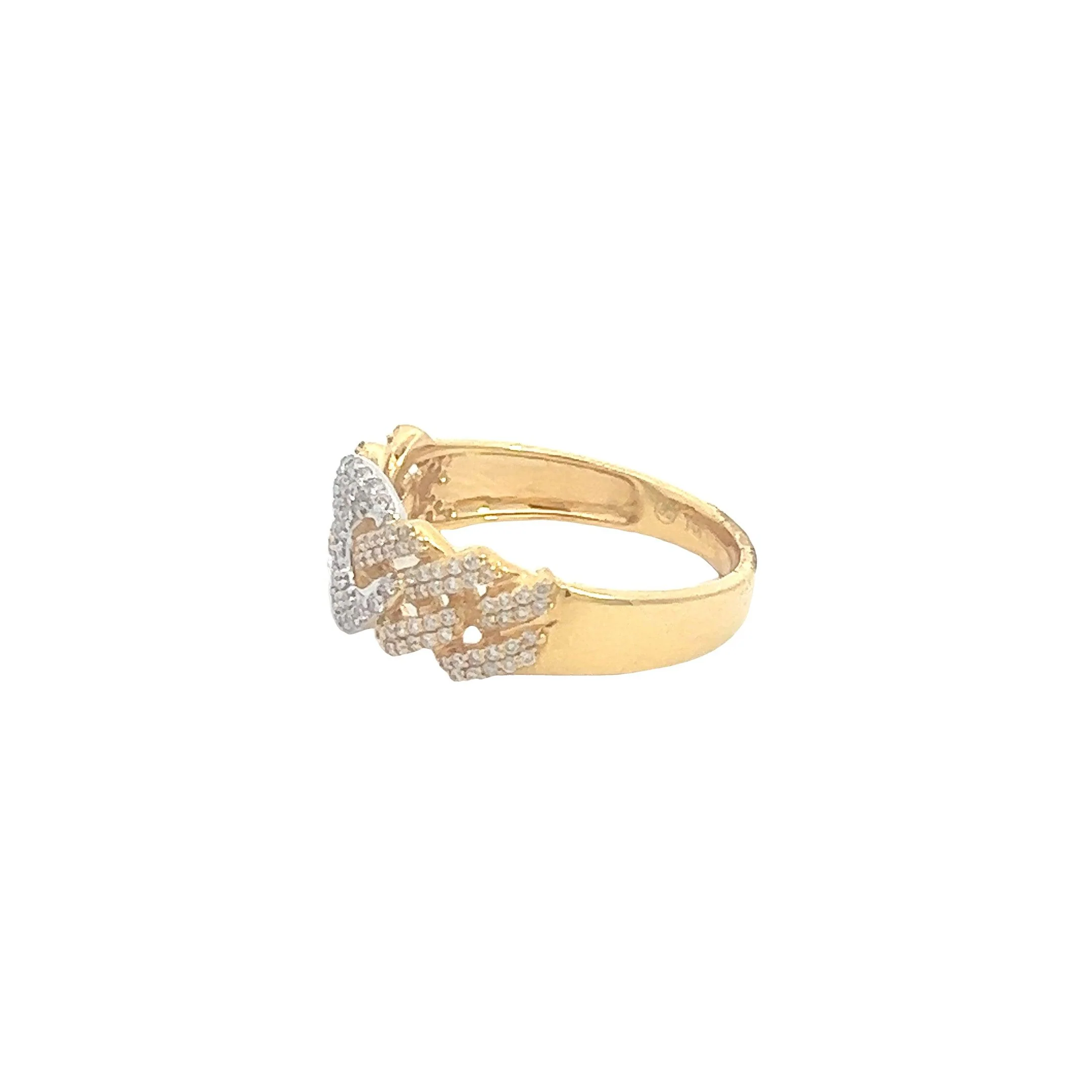14K TWO-TONE GOLD DIAMOND GUCCI LINK CUBAN RING 0.60CT - Image 3
