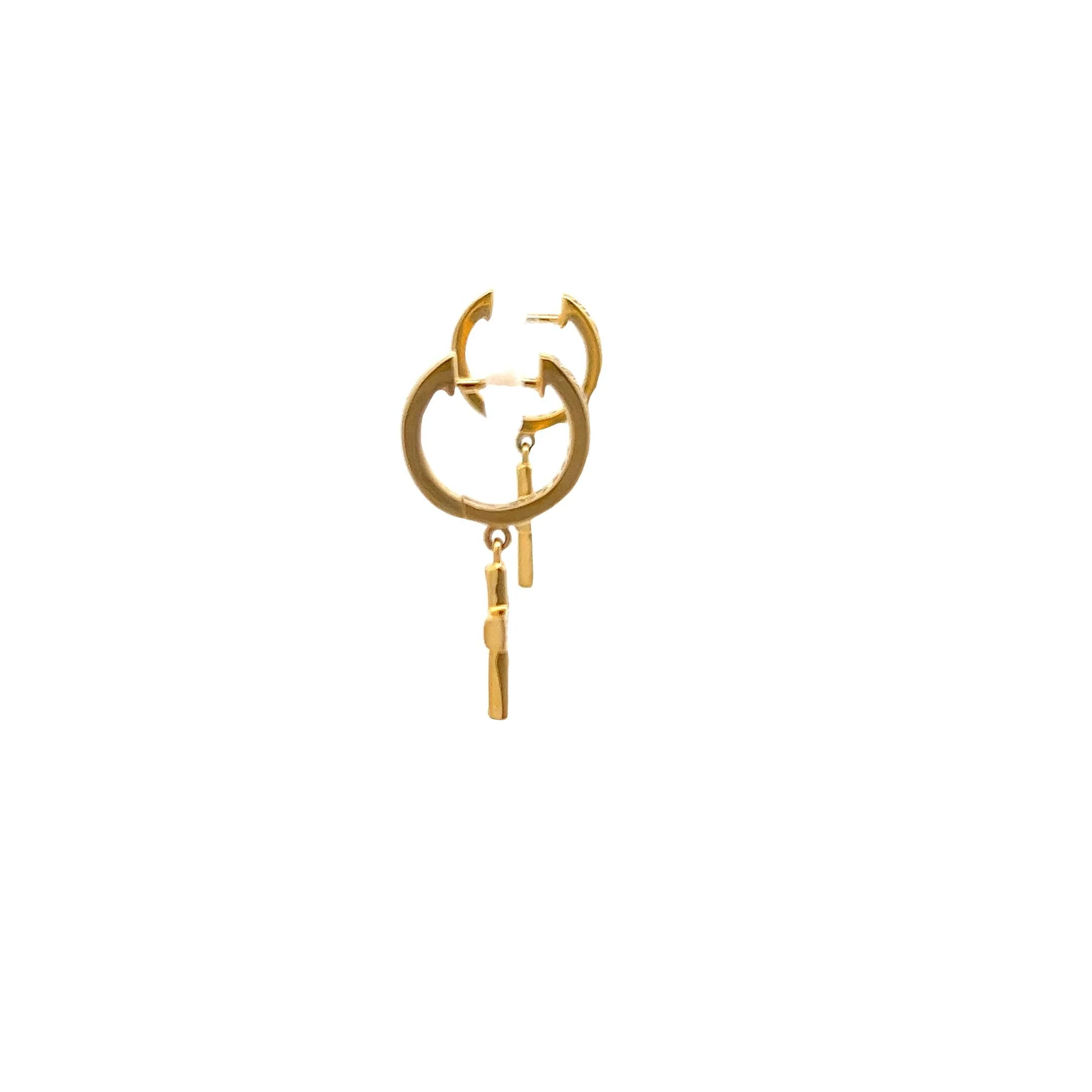 14K GOLD DIAMOND CROSS HUGGIES CHANNEL SET 0.55 CT - Image 3