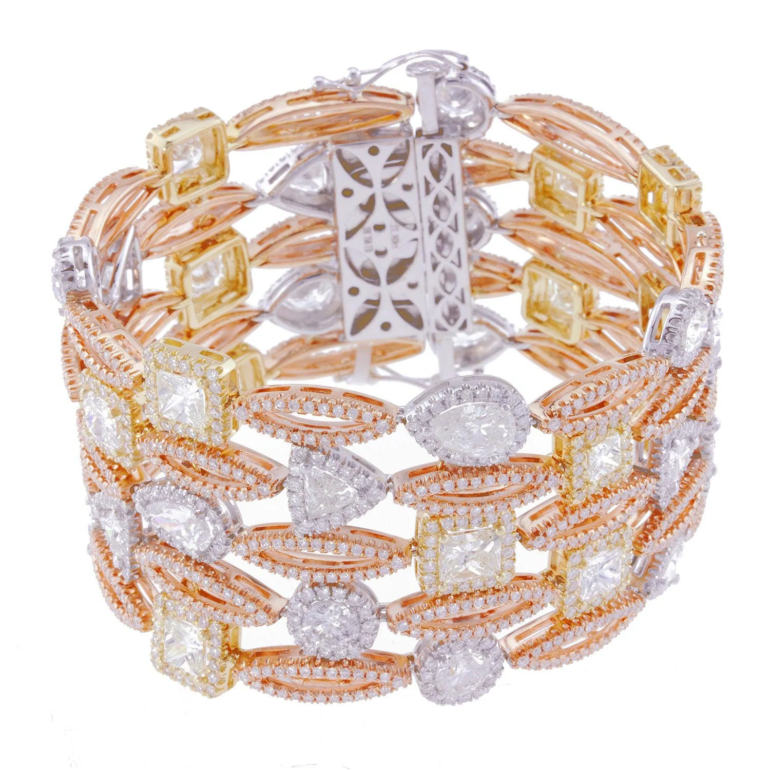 18K GOLD TRICOLOR BANGLE WITH A VARIETY OF DIFFERENT DIAMONDS 29.57 CT - Image 6