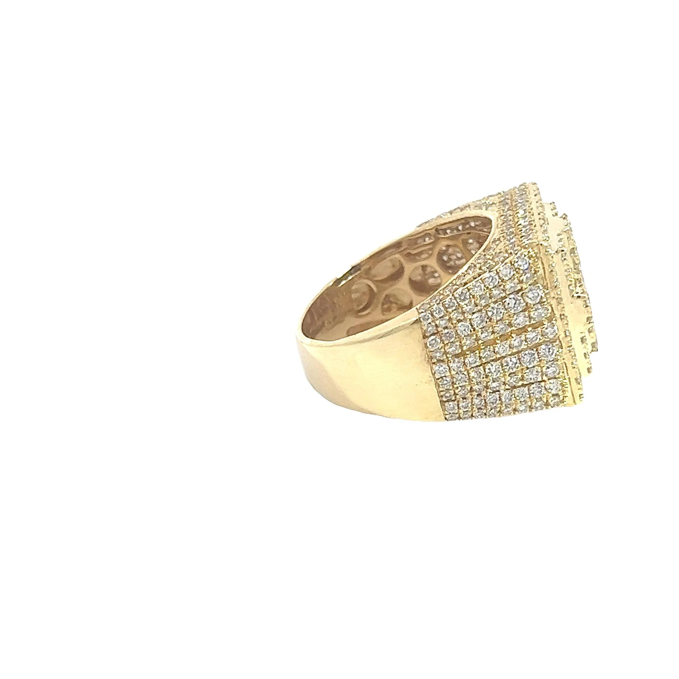 14K GOLD ROUND AND BAGUETTE DIAMOND SQUARE CROSS RING 3.60 CT - Image 2