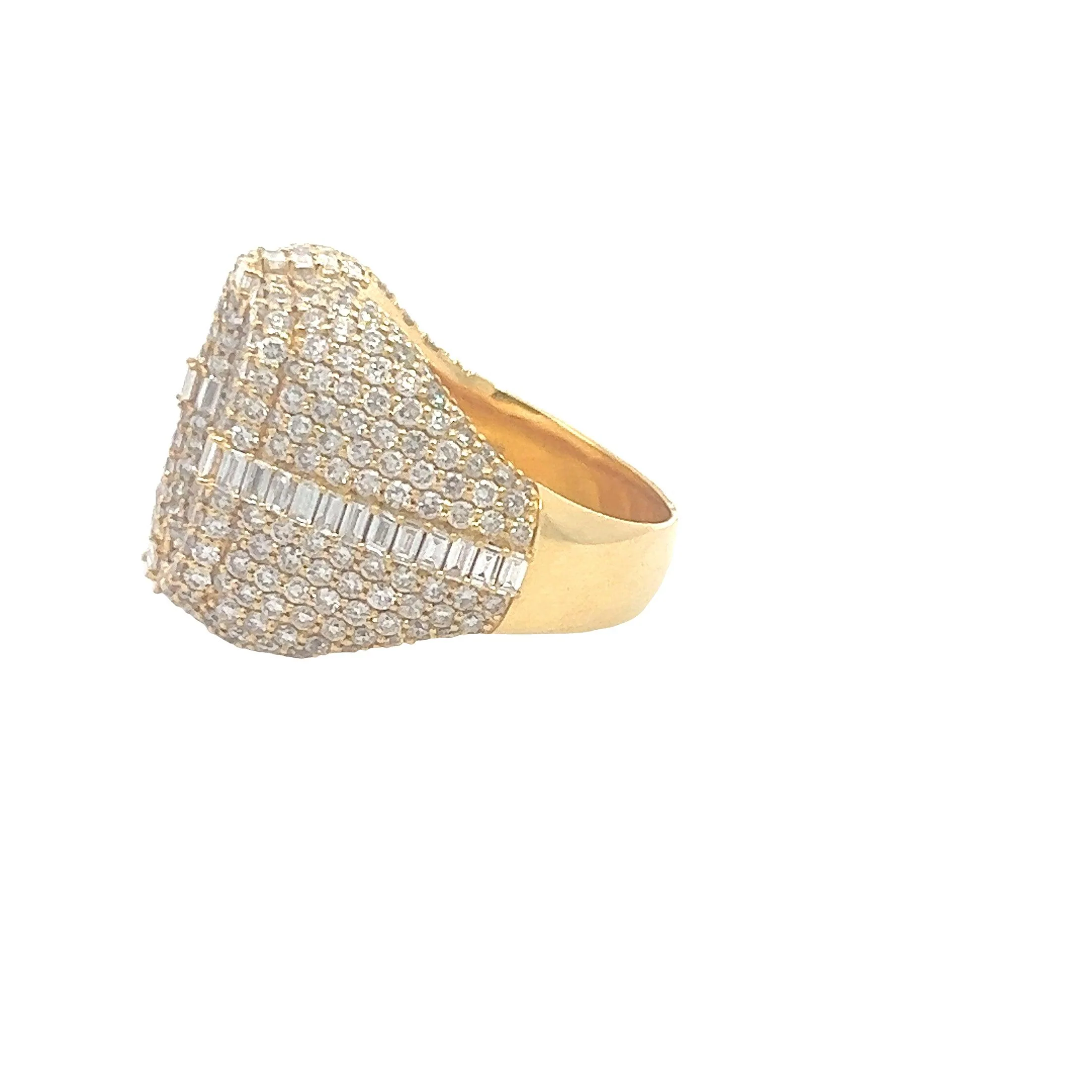 14K GOLD ROUND AND BAGUETTE DIAMOND SQUARE RING 5.60 CT - Image 2