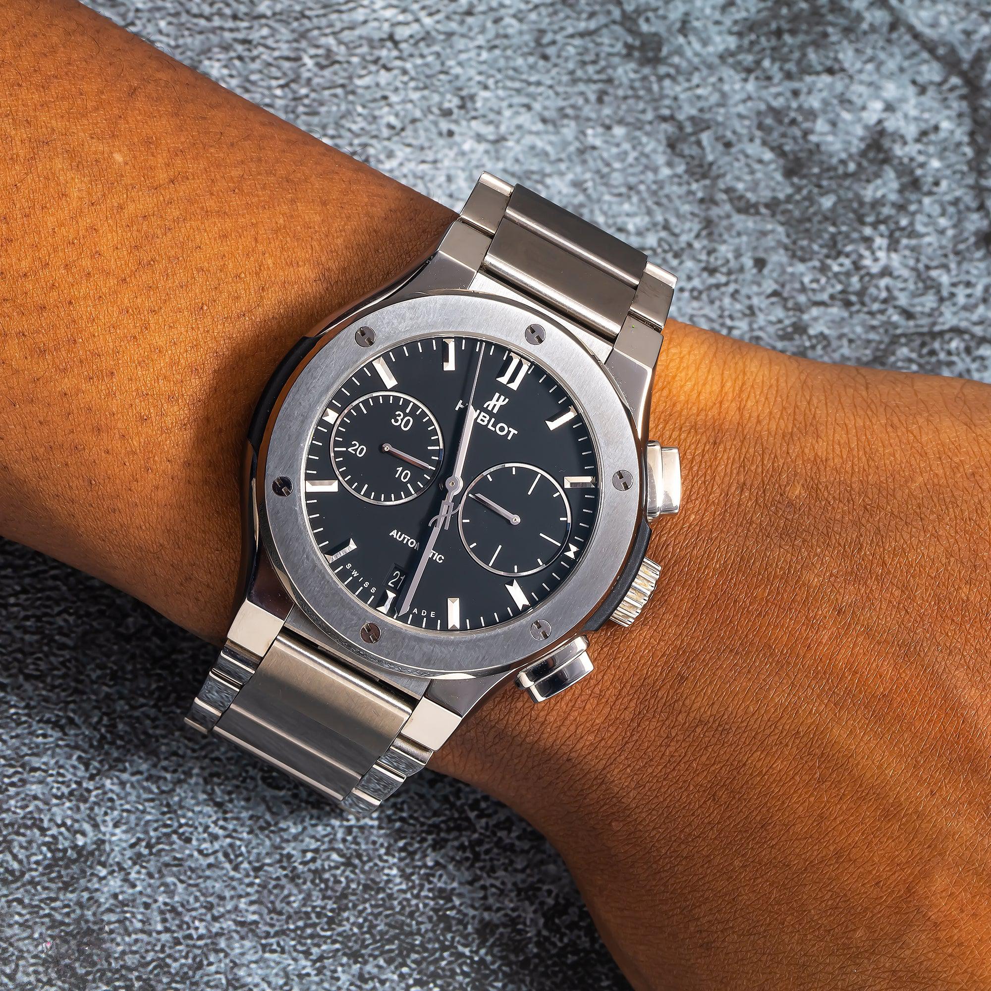 Hublot Classic Fusion Chronograph 528.NX.1170.NX 45MM Black Dial With Titanium Bracelet - Image 2