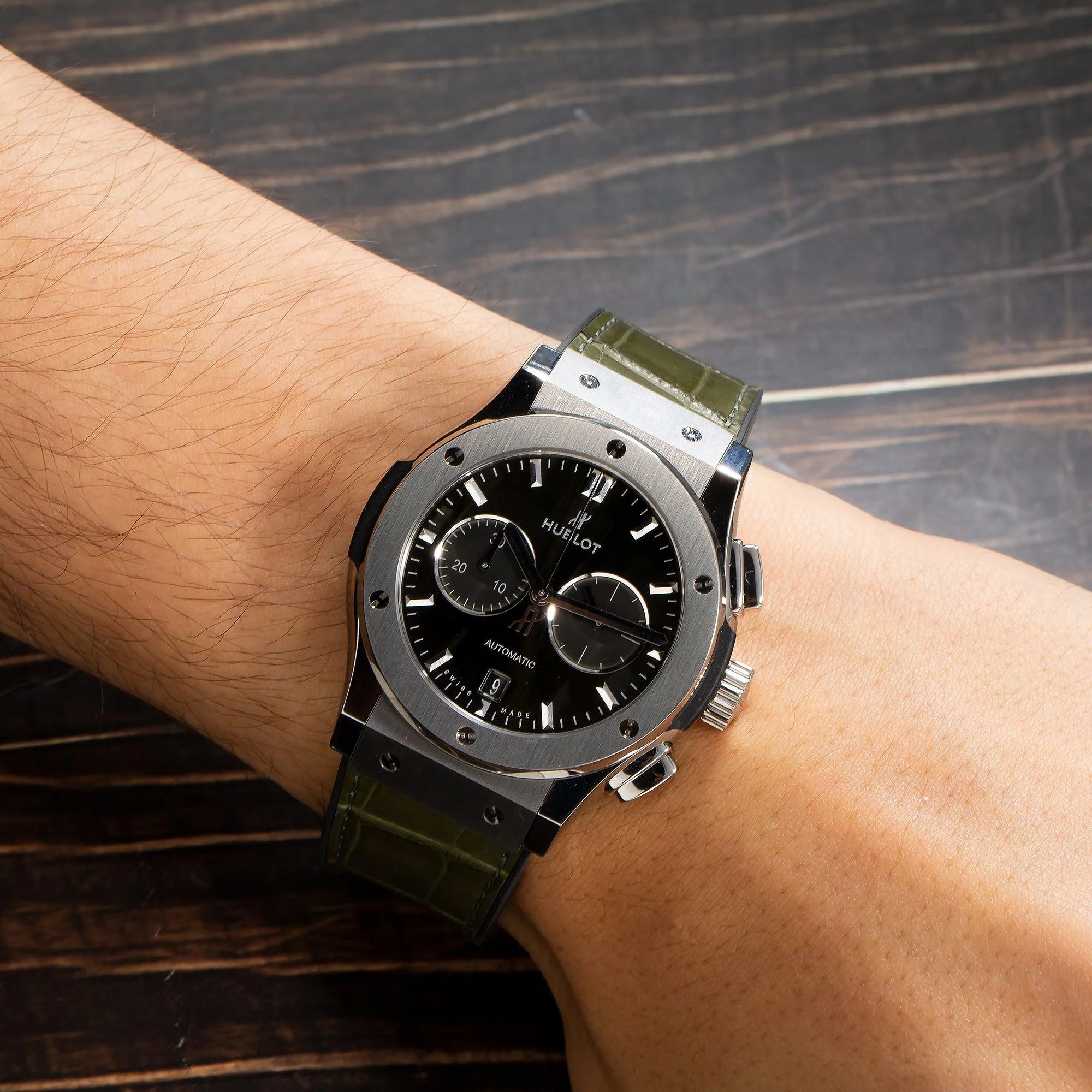 Hublot Classic Fusion Chronograph 541.NX.8970.LR 42MM Green Dial With Leather Bracelet - Image 2
